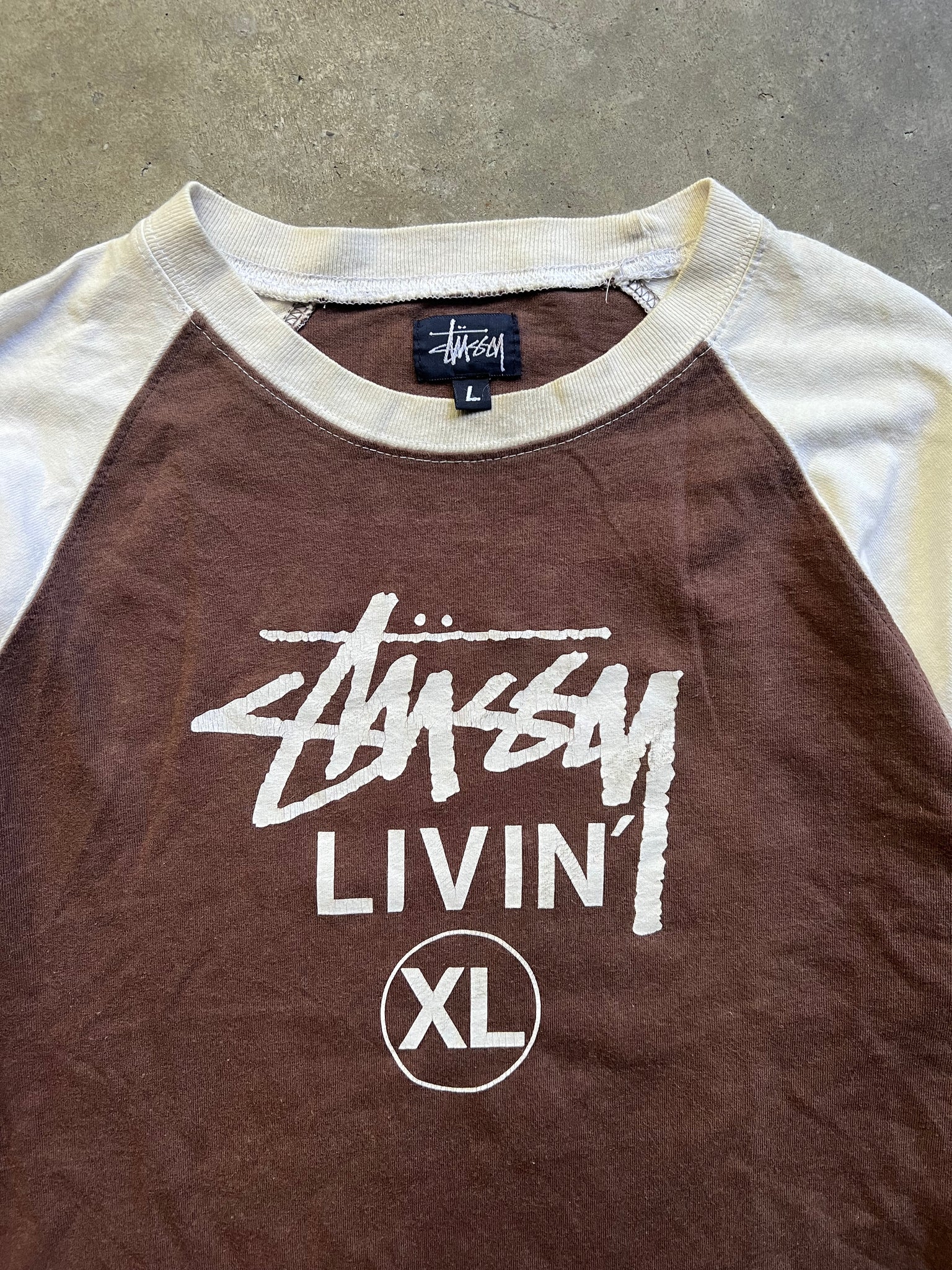 STUSSY 90'S "LIVIN XL" BASEBALL TEE / LARGE