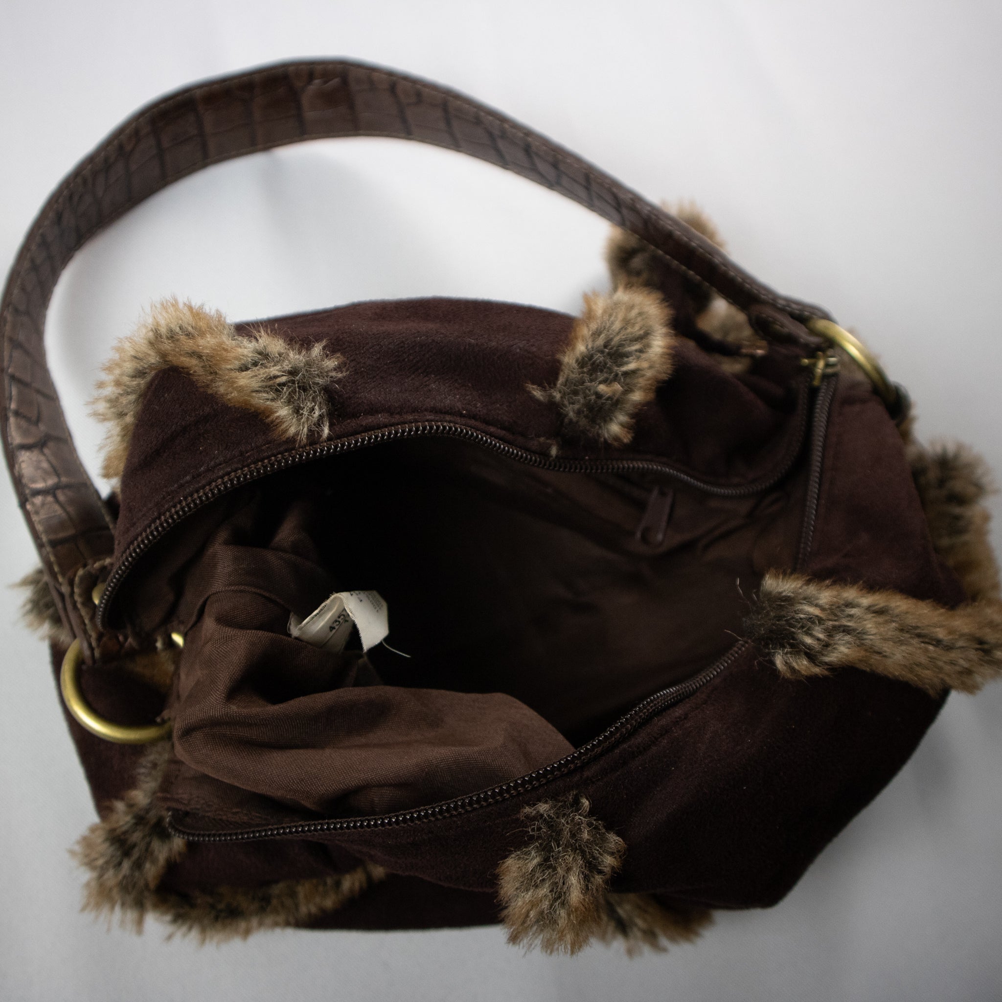 Faux Fur Trim Hand Bag / OS