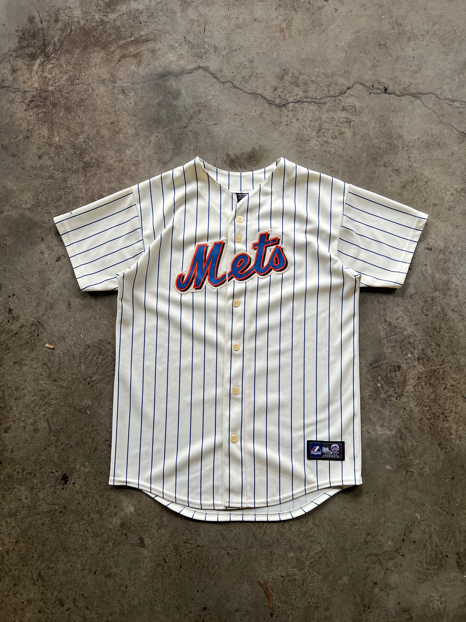 METS PINSTRIPE BASEBALL JERSEY / MEDIUM