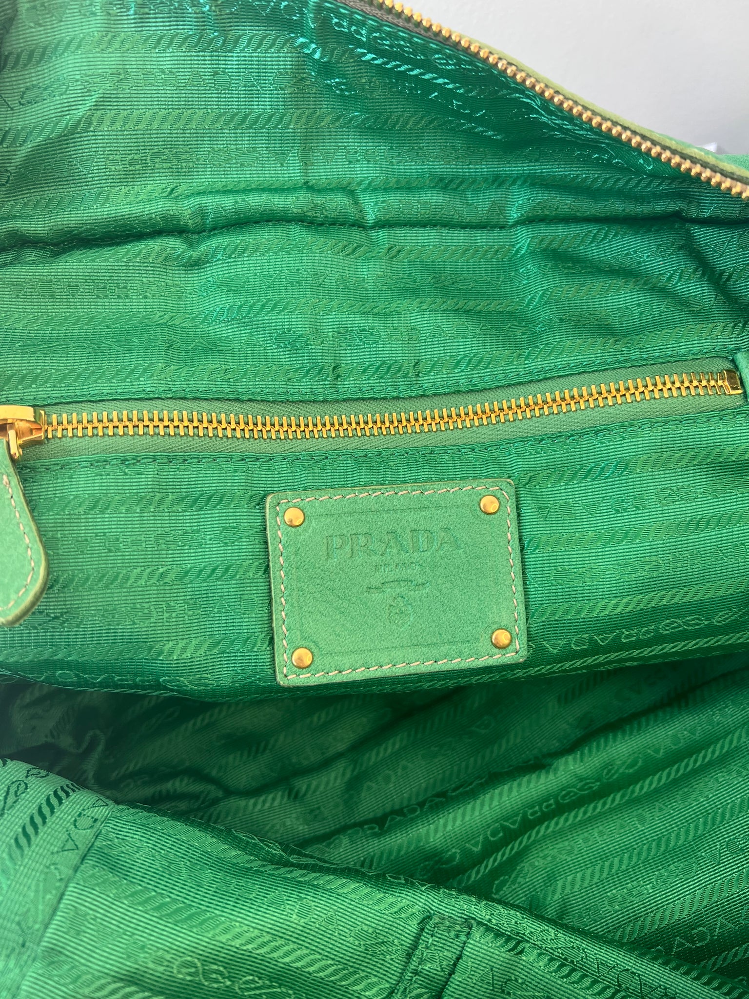 PRADA CERVO FOLDING BAG / GREEN