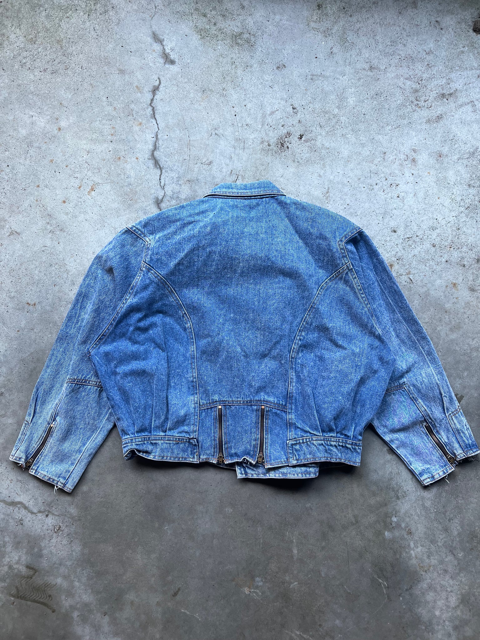 VINTAGE DENIM MOTO JACKET / LARGE