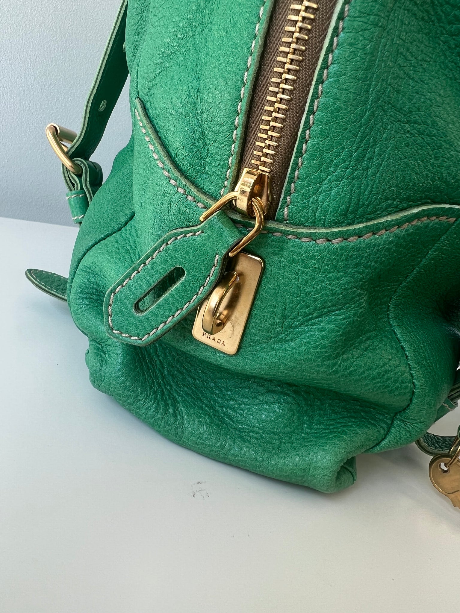 PRADA CERVO FOLDING BAG / GREEN