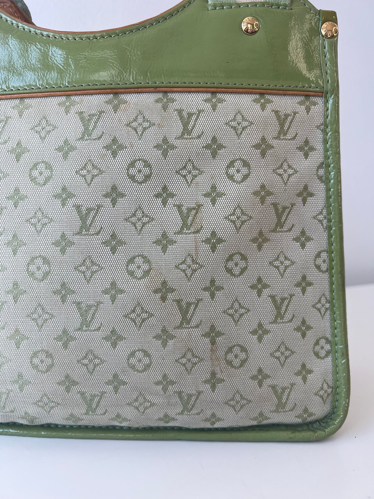 LOUIS VUITTON KATHLEEN LINEN HANDBAG / MATCHA GREEN