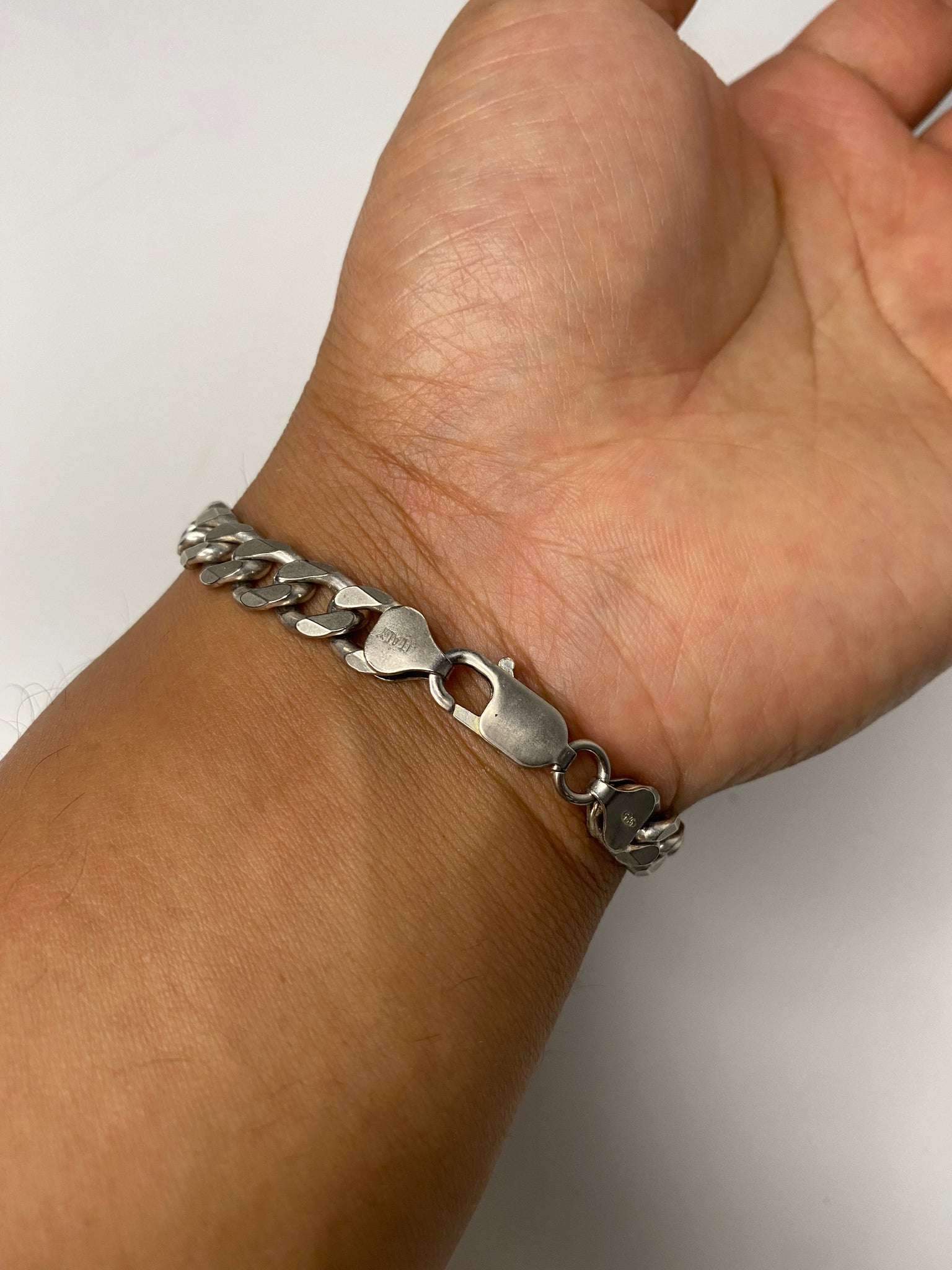 Cuban link .925 silver italian made lobster clasp bracelet