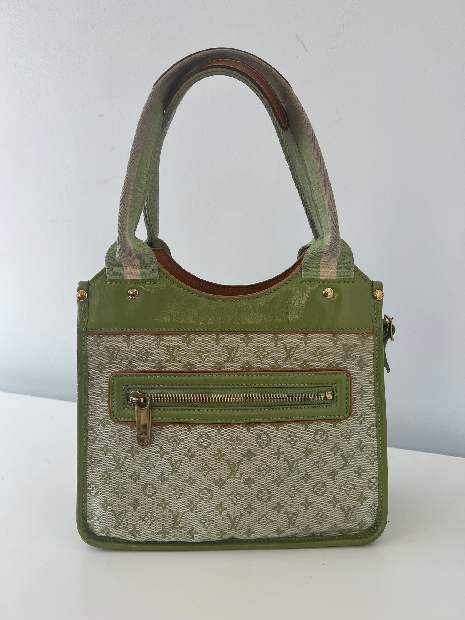 LOUIS VUITTON KATHLEEN LINEN HANDBAG / MATCHA GREEN