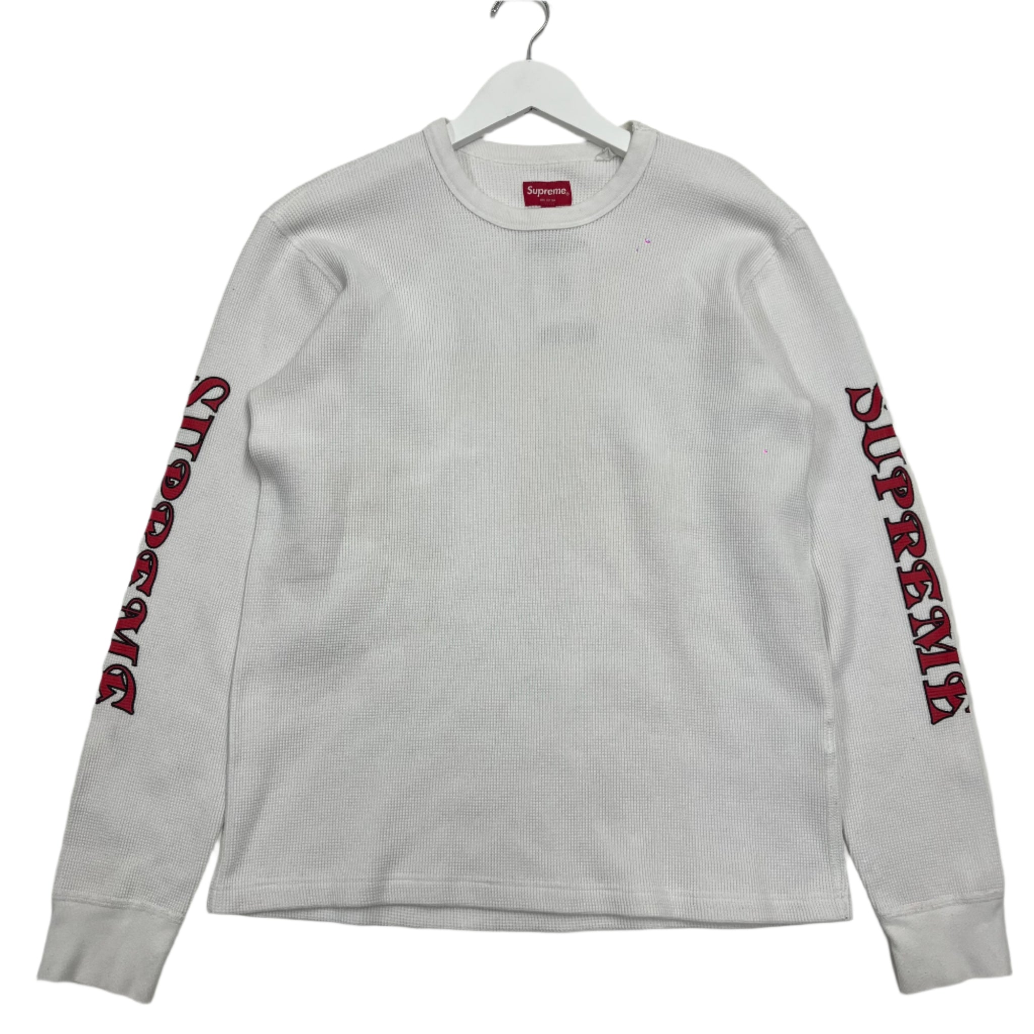 supreme thermal longsleeve waffle knit white and red