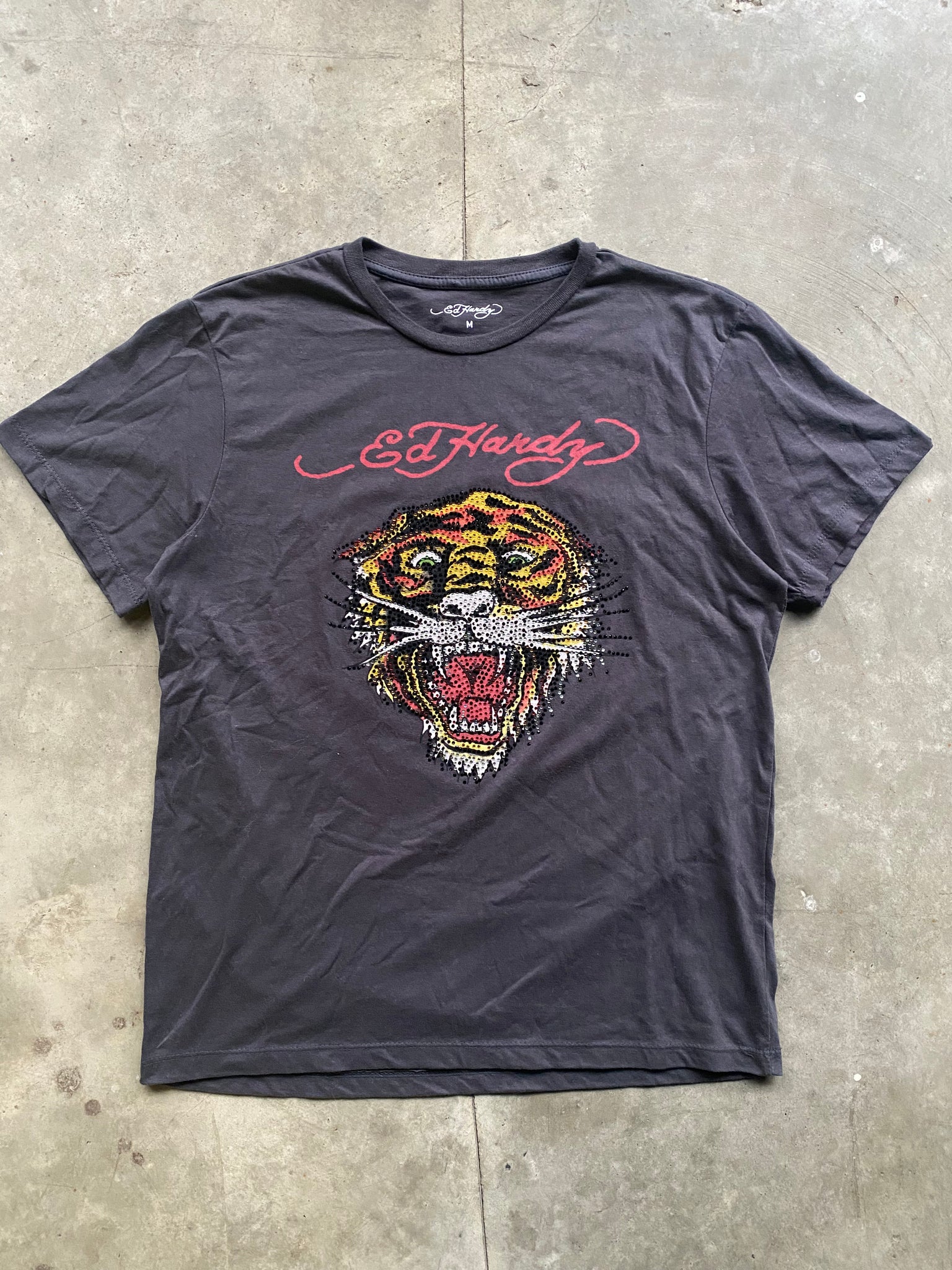 ED HARDY TIGER JEWELED TEE / MEDIUM