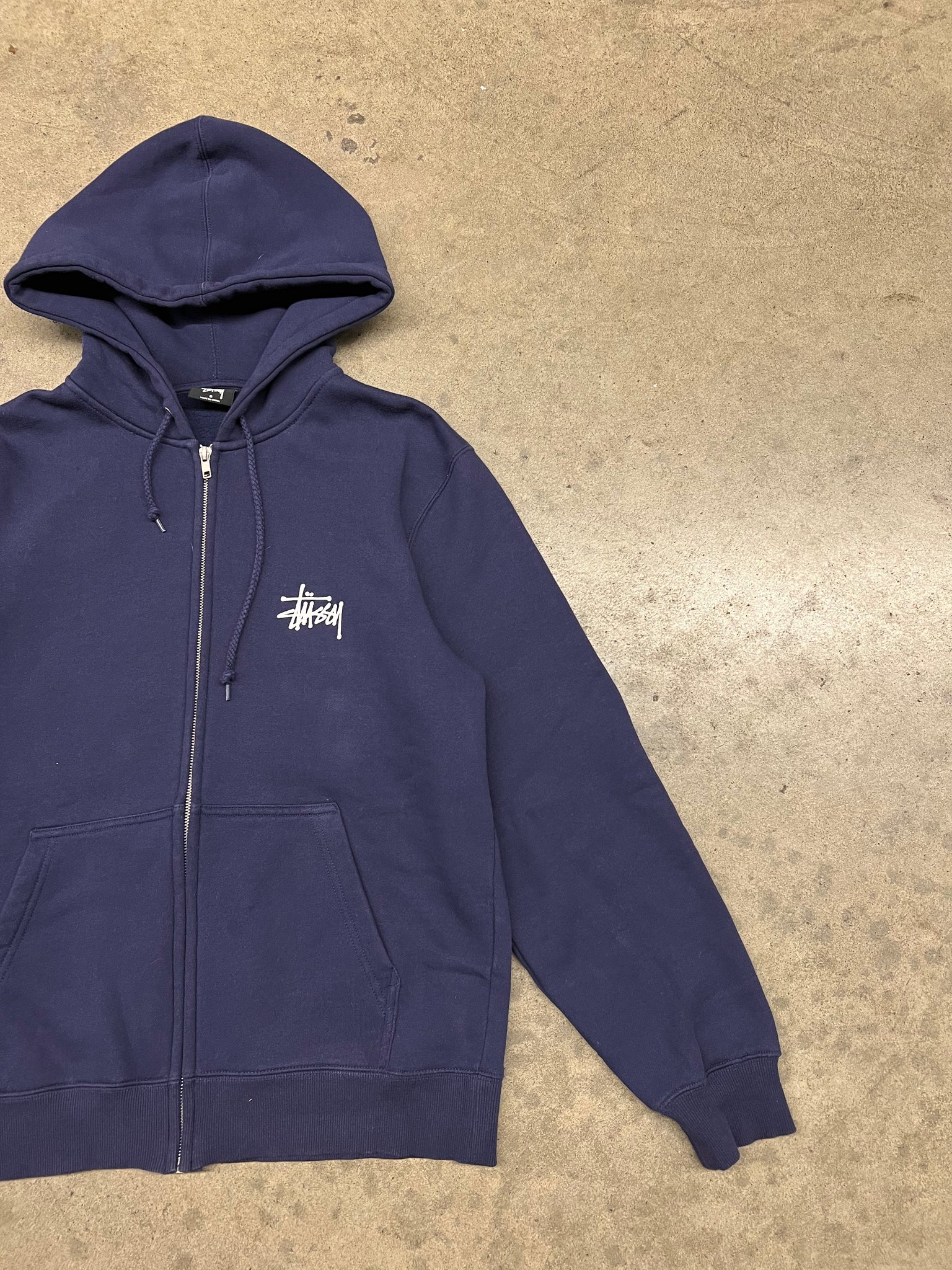 STUSSY CLASSIC LOGO ZIP UP HOODIE / SMALL