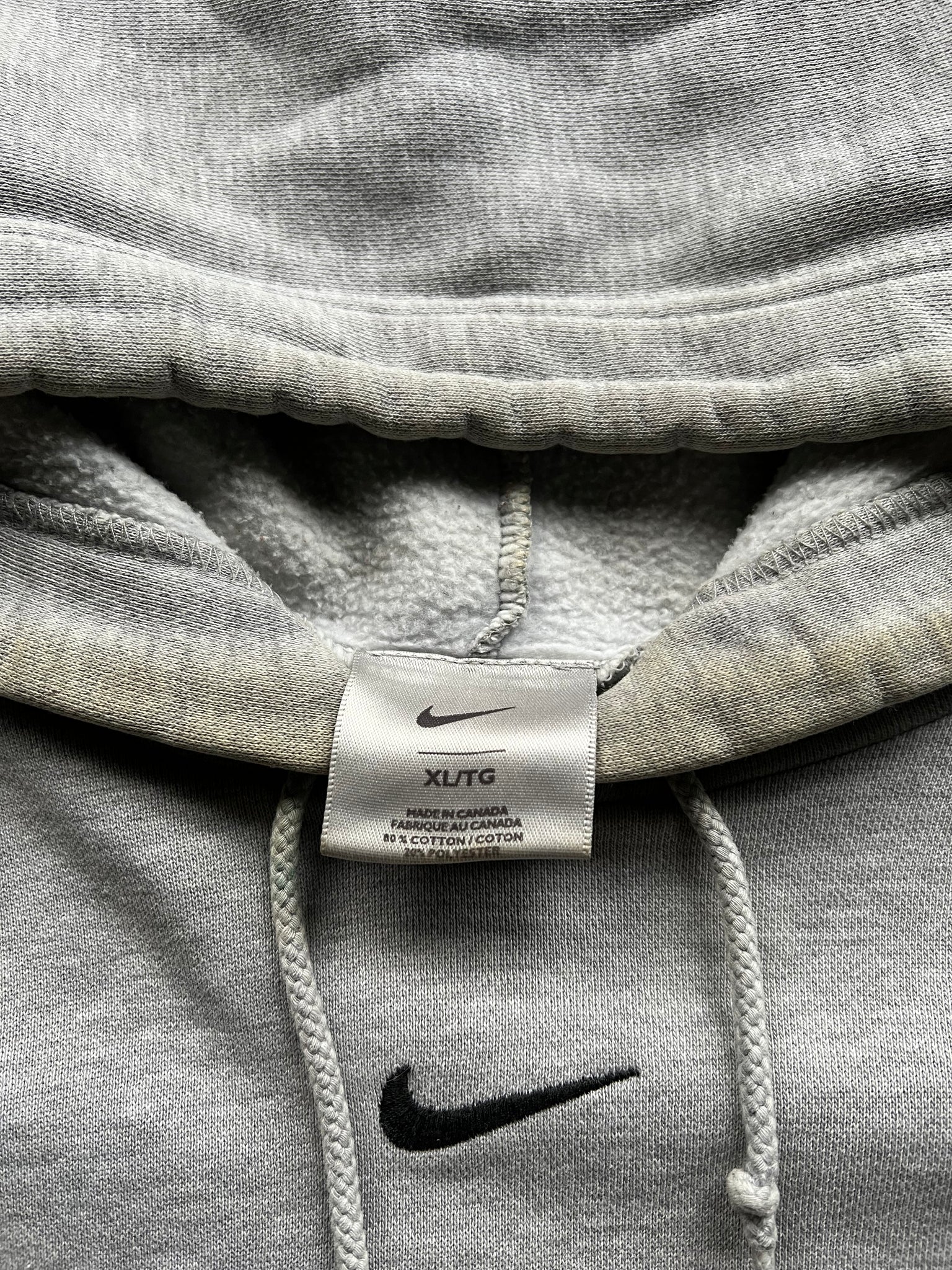 2000S NIKE GREY MIDDLE SWOOSH HOODIE / XLARGE