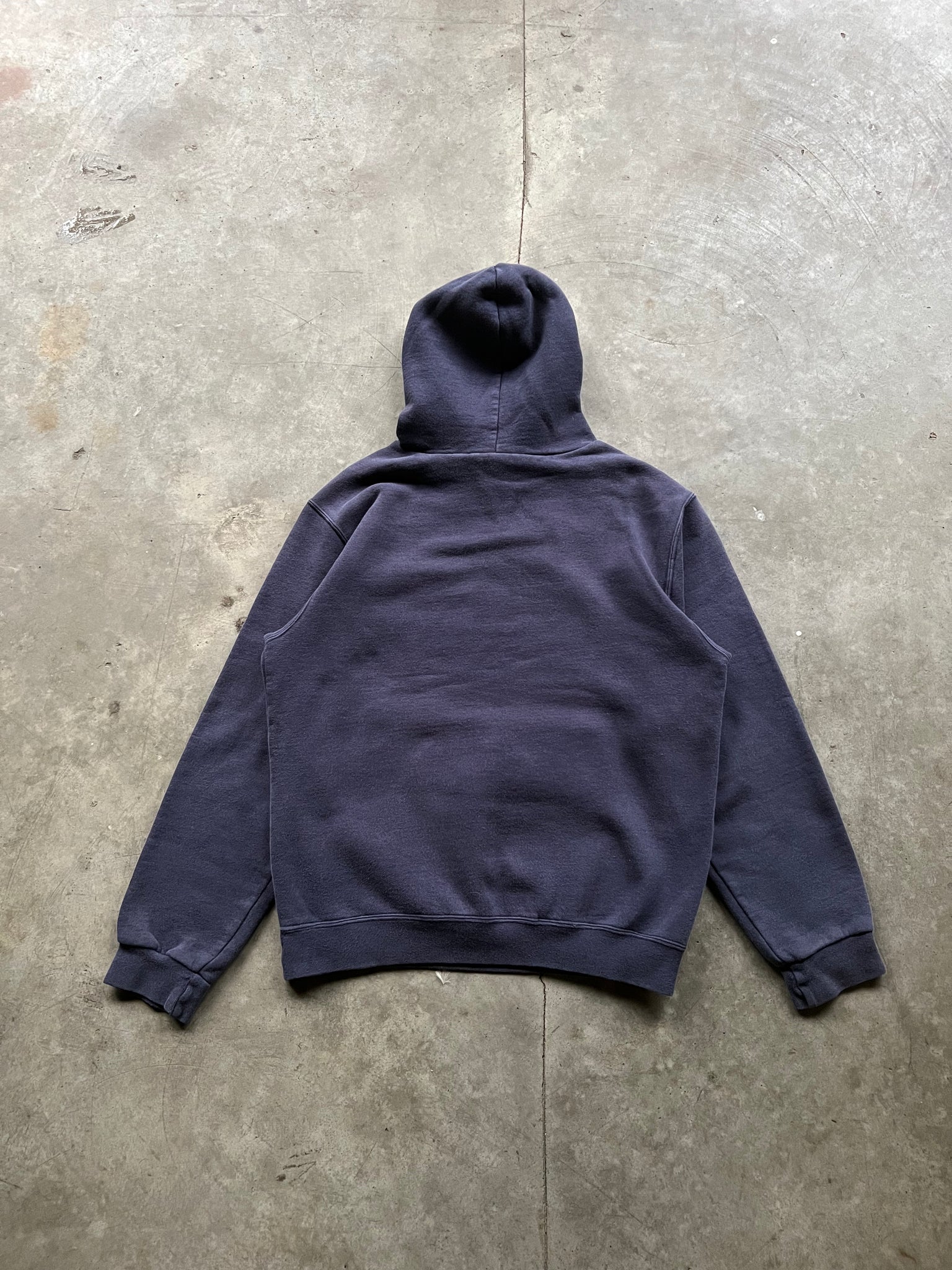 2000S NIKE NAVY MIDDLE SWOOSH HOODIE / SMALL