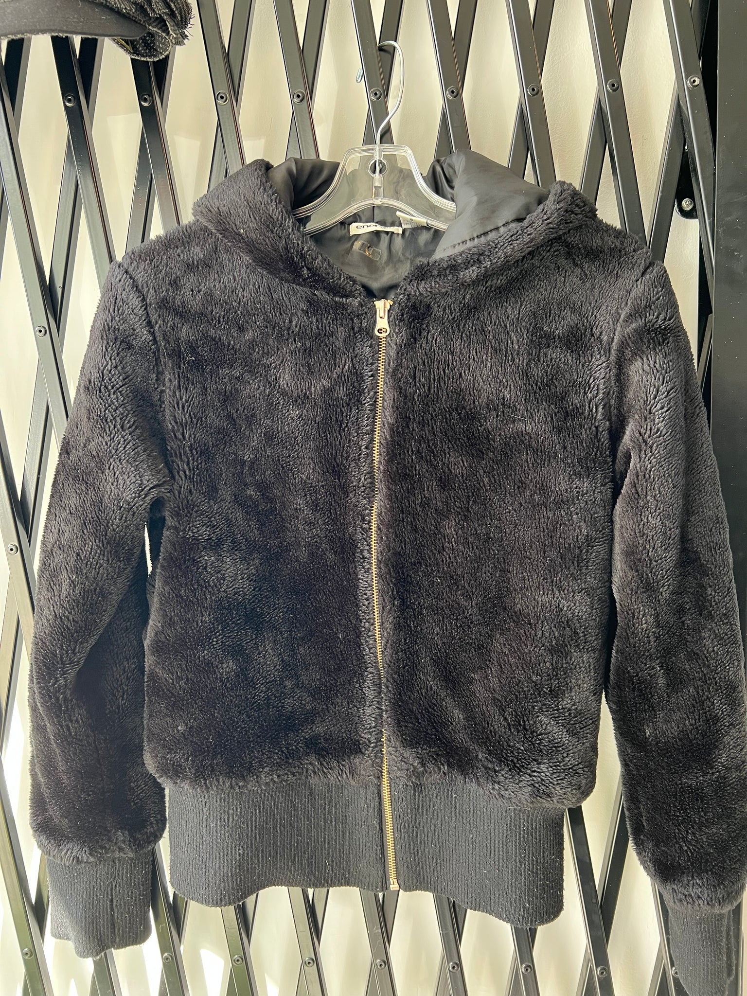 ENERGIE BLACK FUR ZIPUP HOODIE / MEDIUM