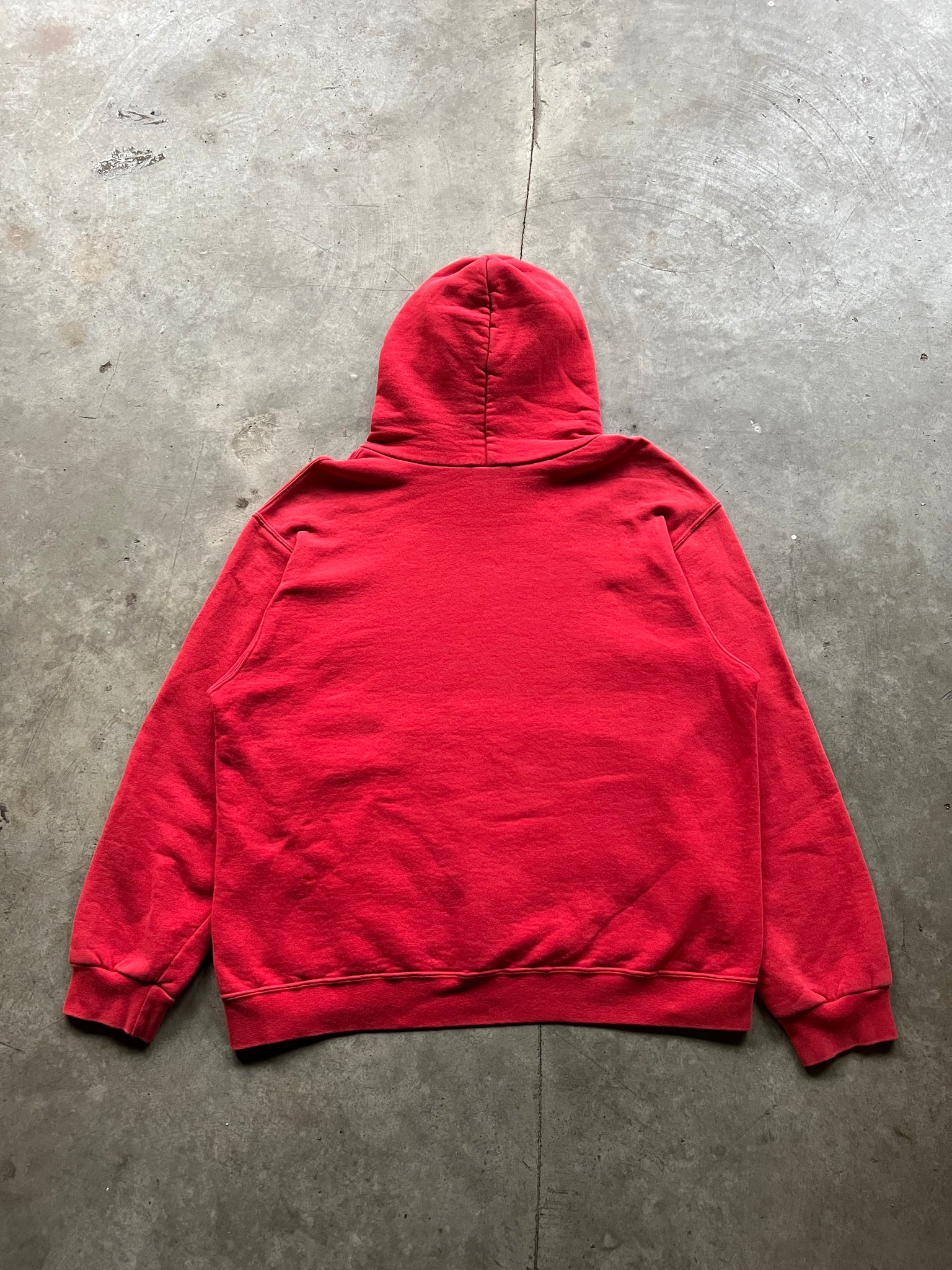 2000s NIKE RED MIDDLE SWOOSH HOODIE / LARGE