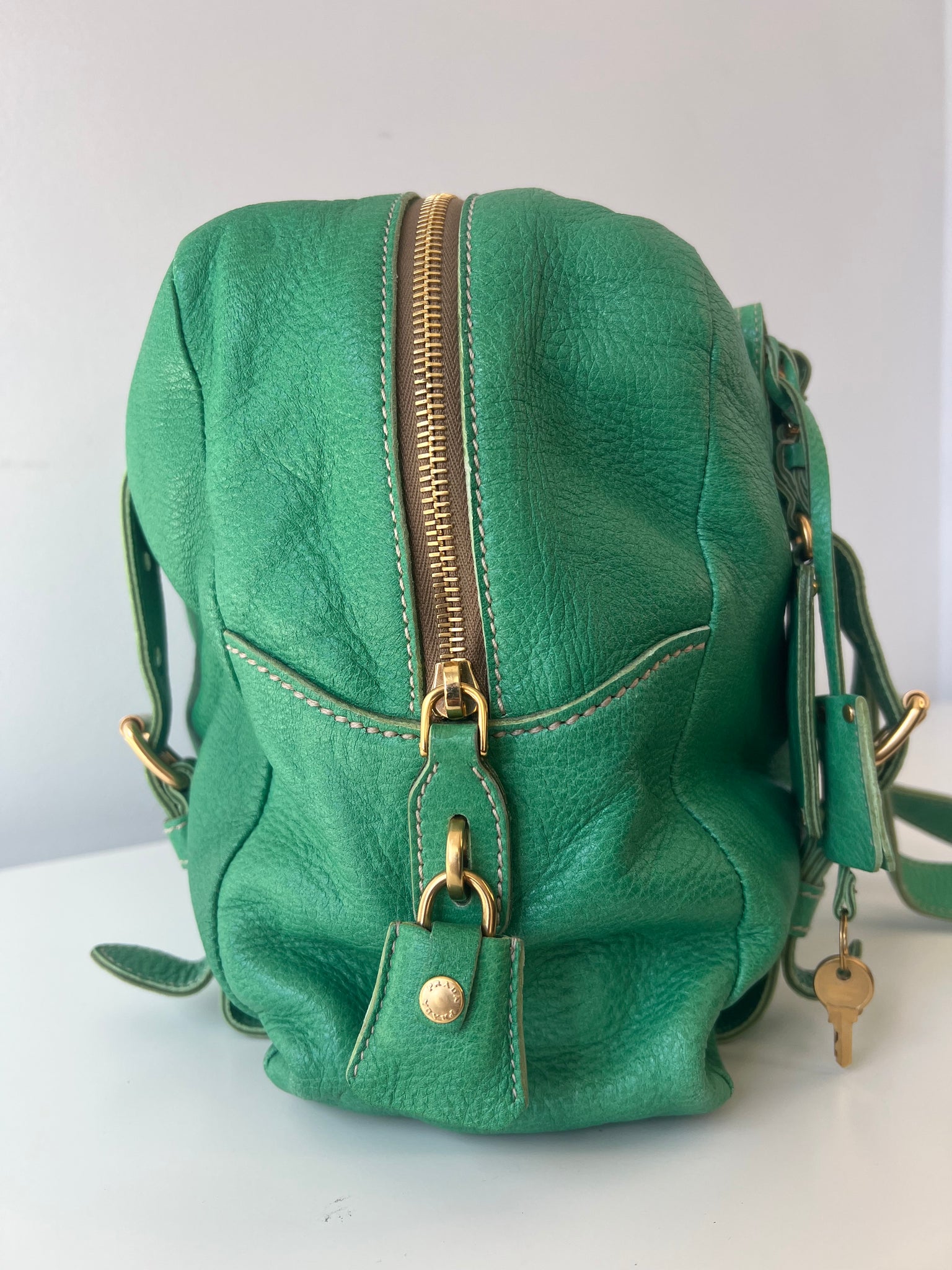 PRADA CERVO FOLDING BAG / GREEN