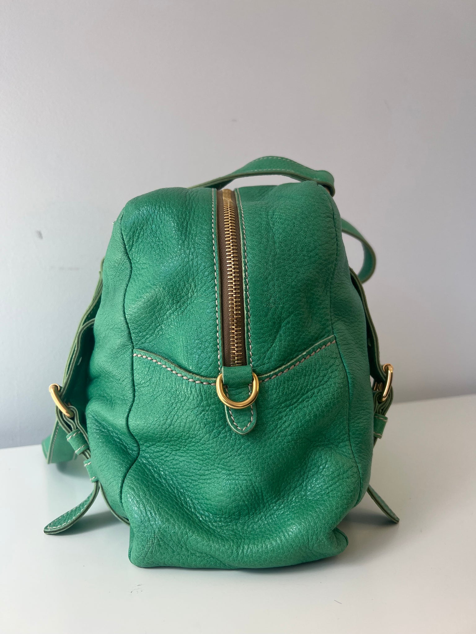 PRADA CERVO FOLDING BAG / GREEN