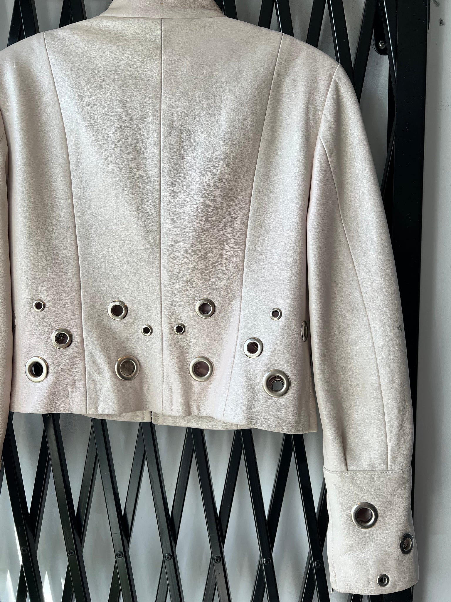 ENVIRO WHITE GROMMET LEATHER JACKET / MEDIUM