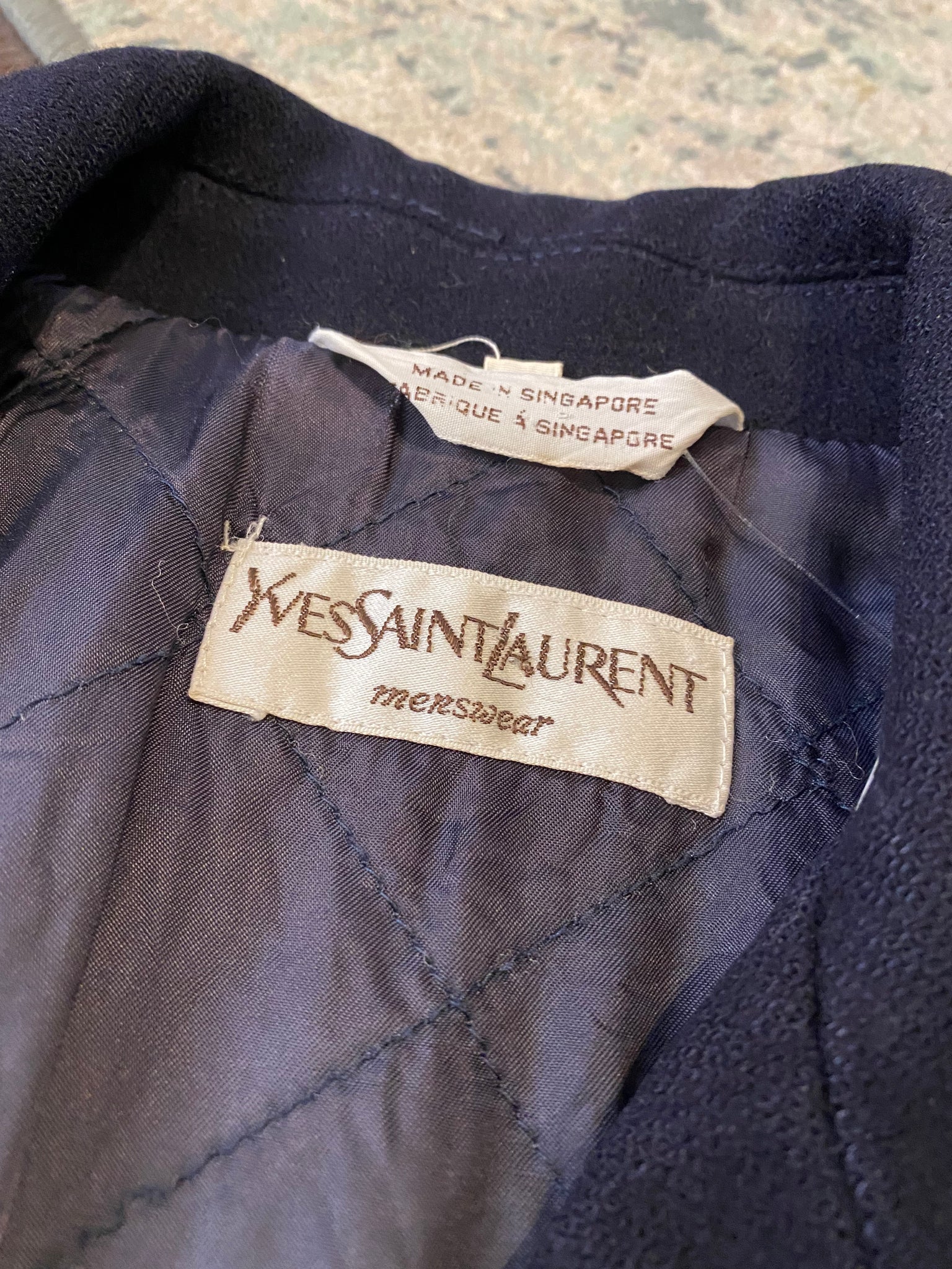 YSL navy wool coat / large