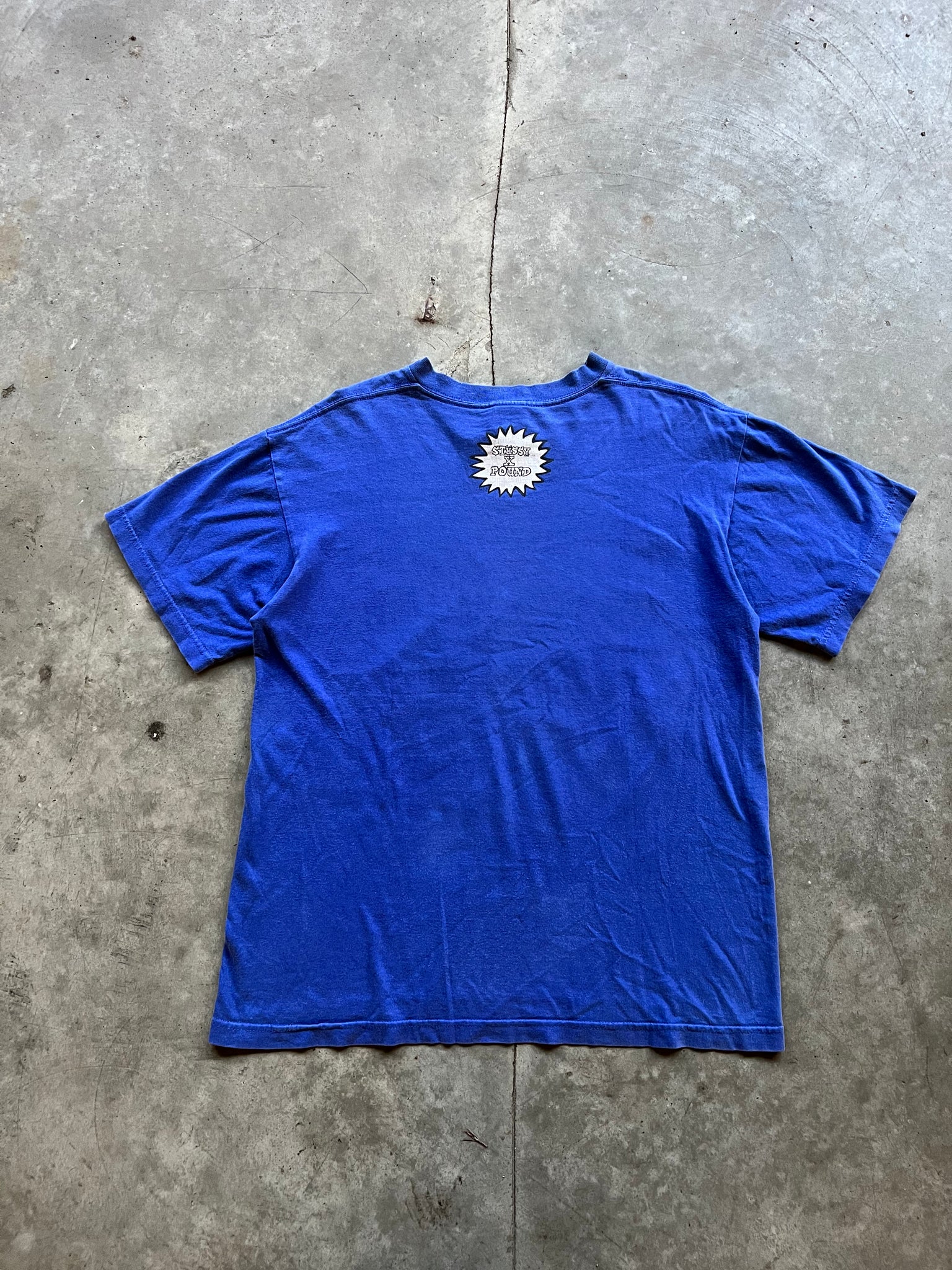 STUSSY X POUND 'ROCK MY GOLD' BLUE TEE / MEDIUM