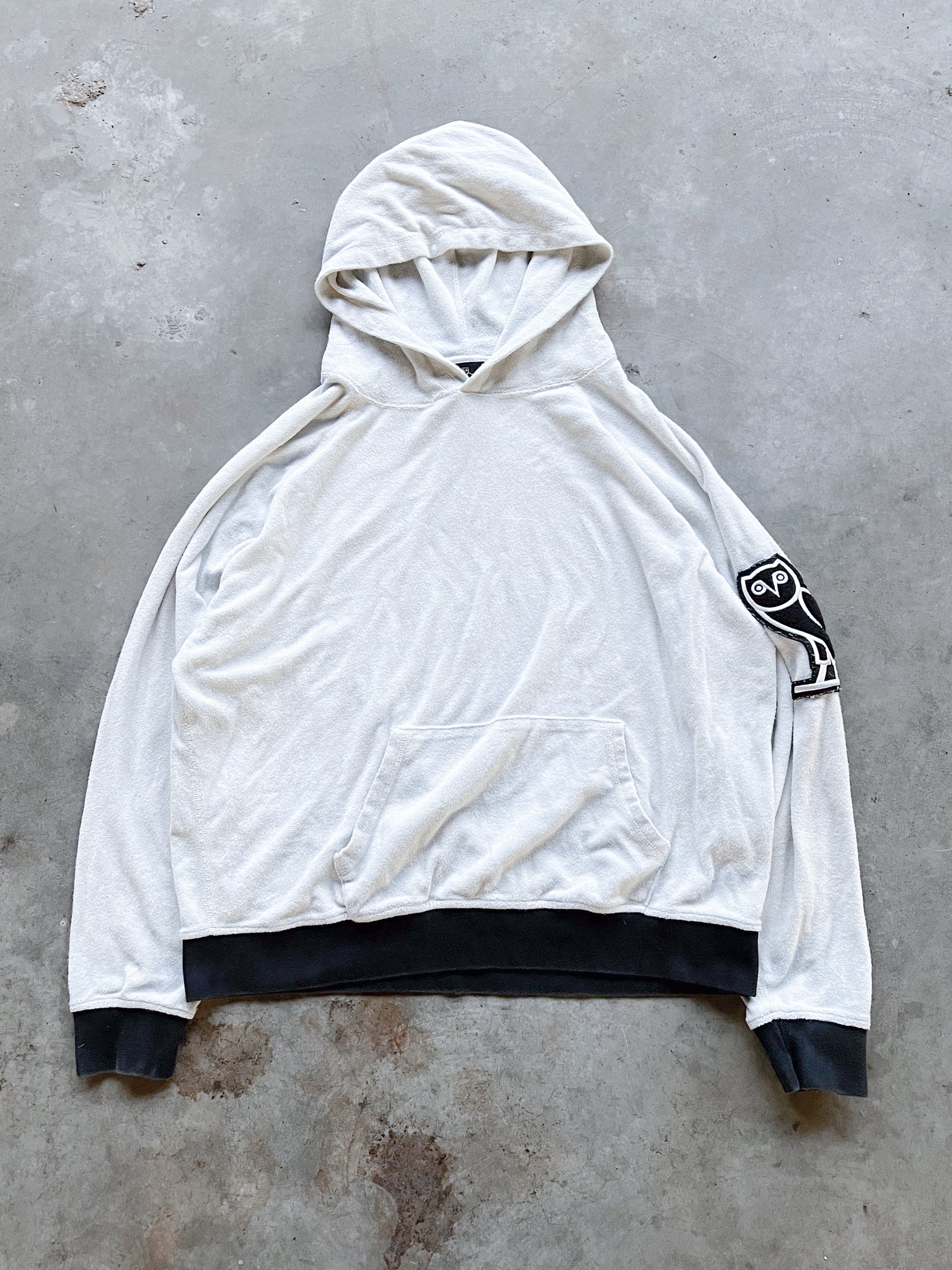 OVO CREAM VELOUR HOODIE / XLARGE