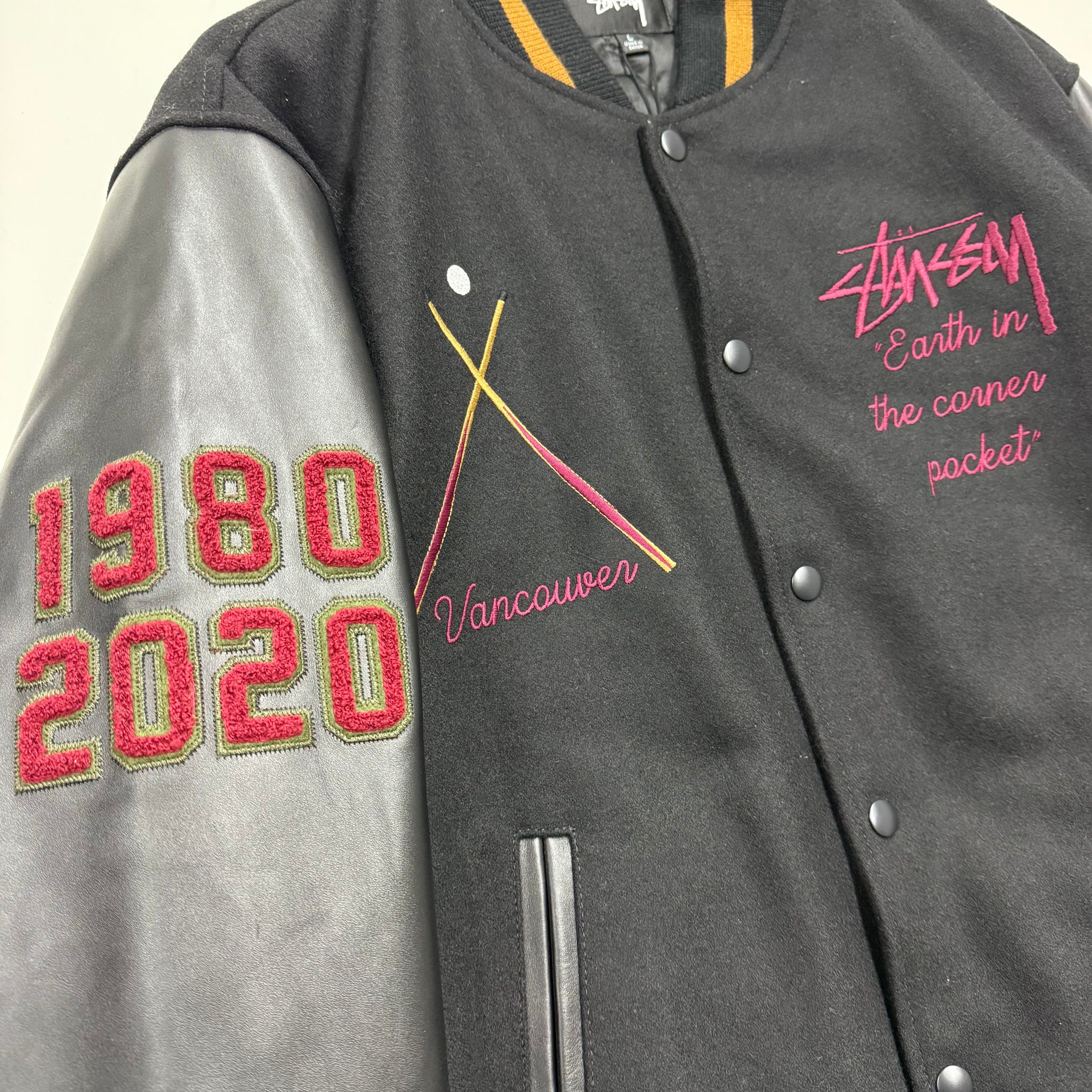 Stussy Vancouver 40th Anniversary varsity jacket Vancouver VIntage FIsh Market Studio