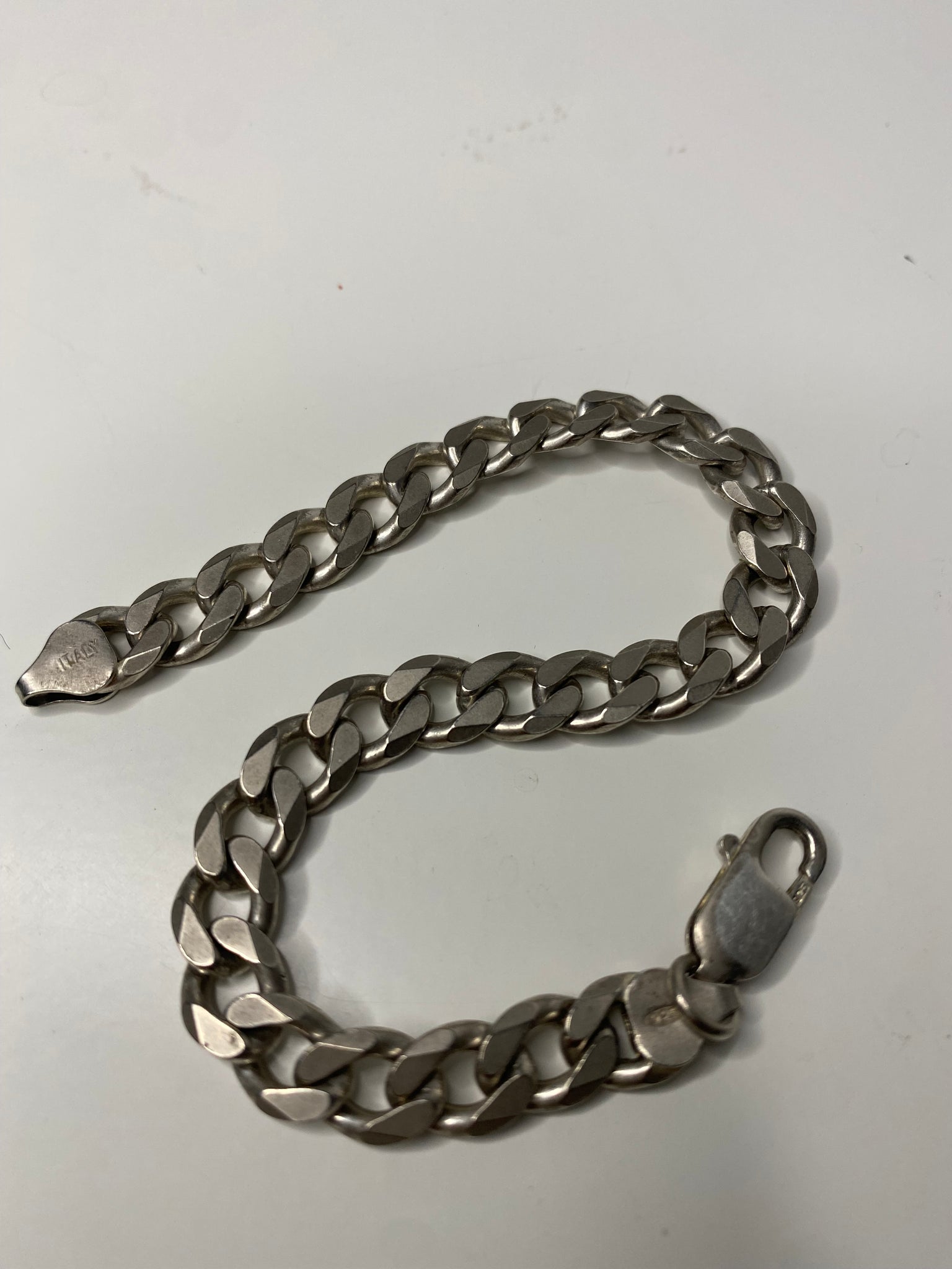 Cuban link .925 silver italian made lobster clasp bracelet