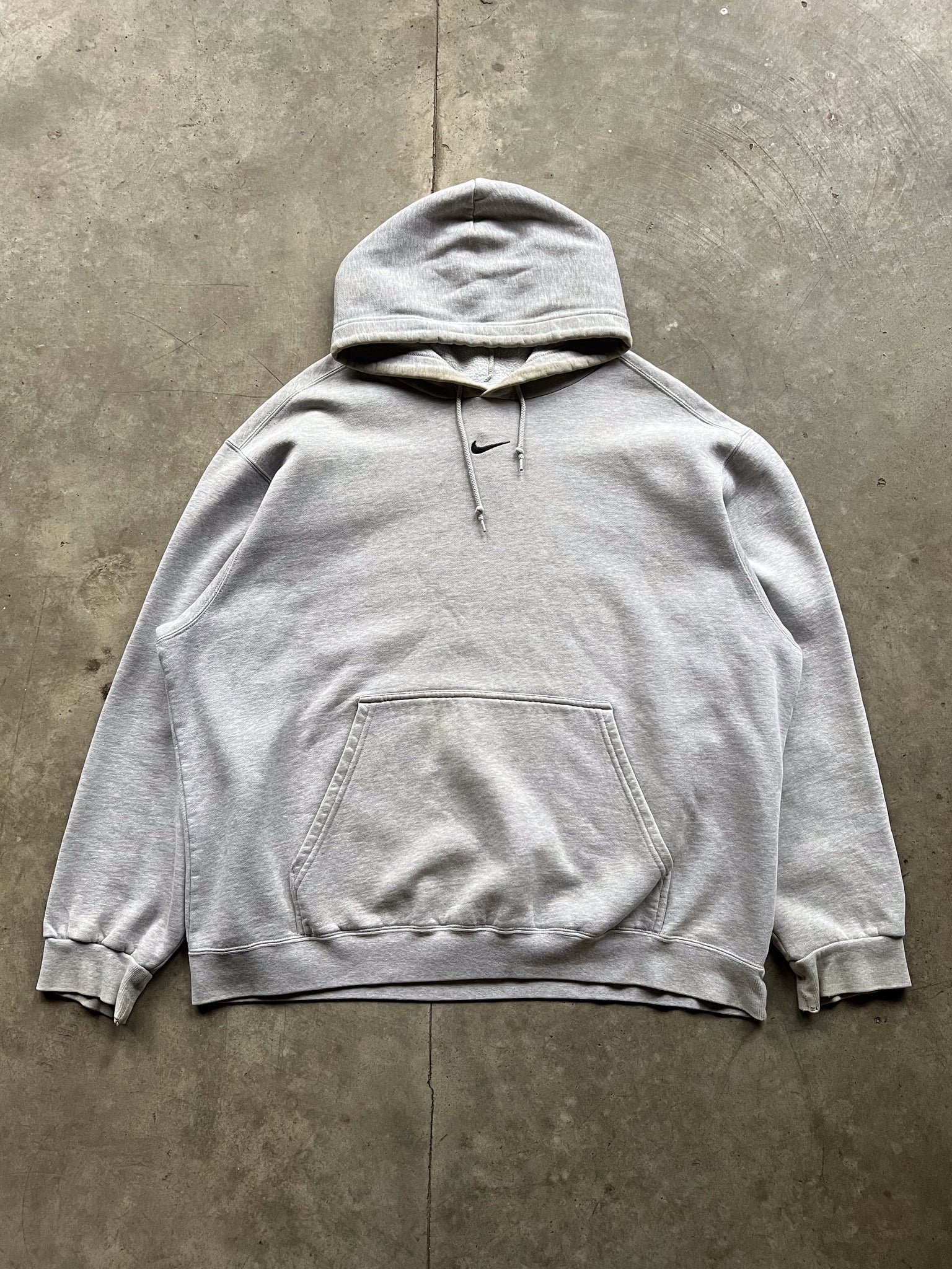 2000S NIKE GREY MIDDLE SWOOSH HOODIE / XLARGE