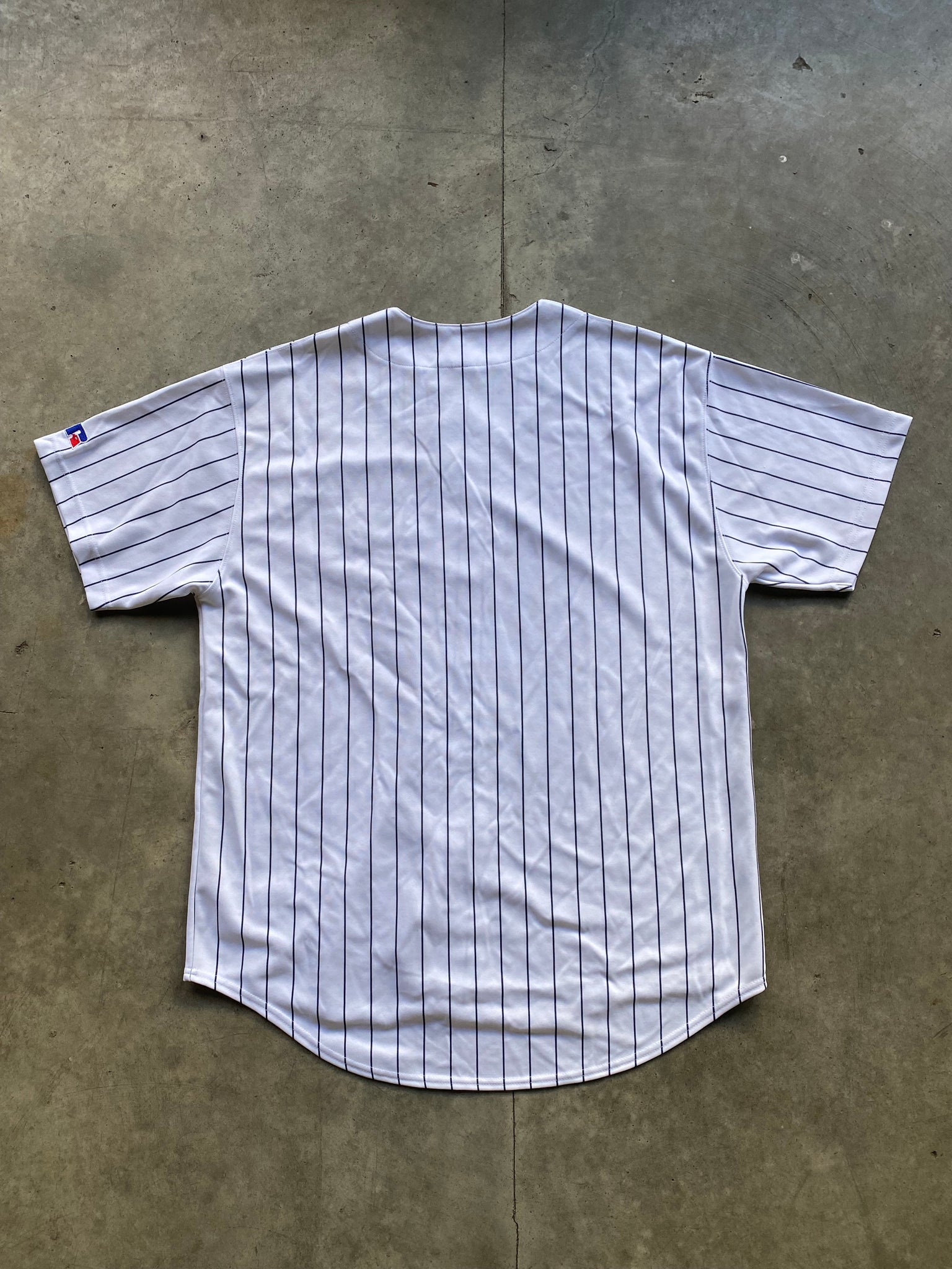 NY PINSTRIPE BASEBALL JERSEY BY RUSSELL / XLARGEA