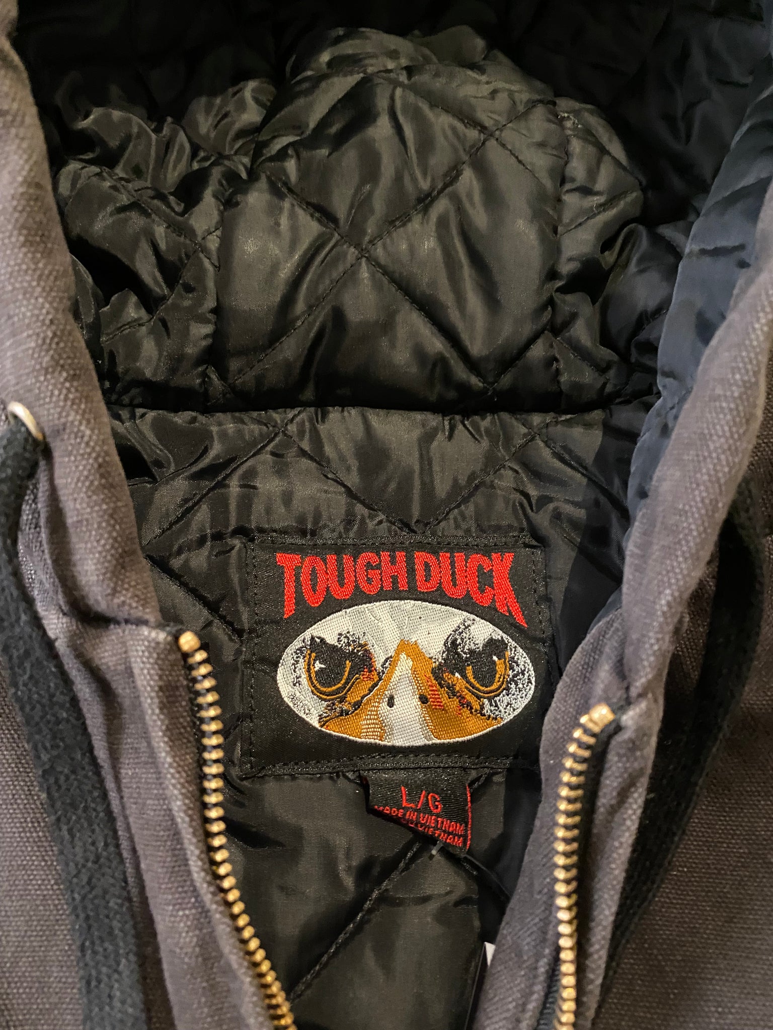 Tough duck hooded work jacket / large