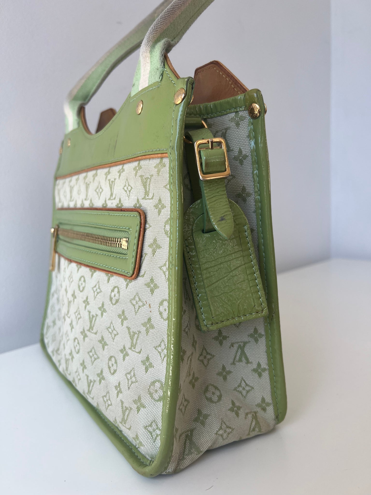 LOUIS VUITTON KATHLEEN LINEN HANDBAG / MATCHA GREEN