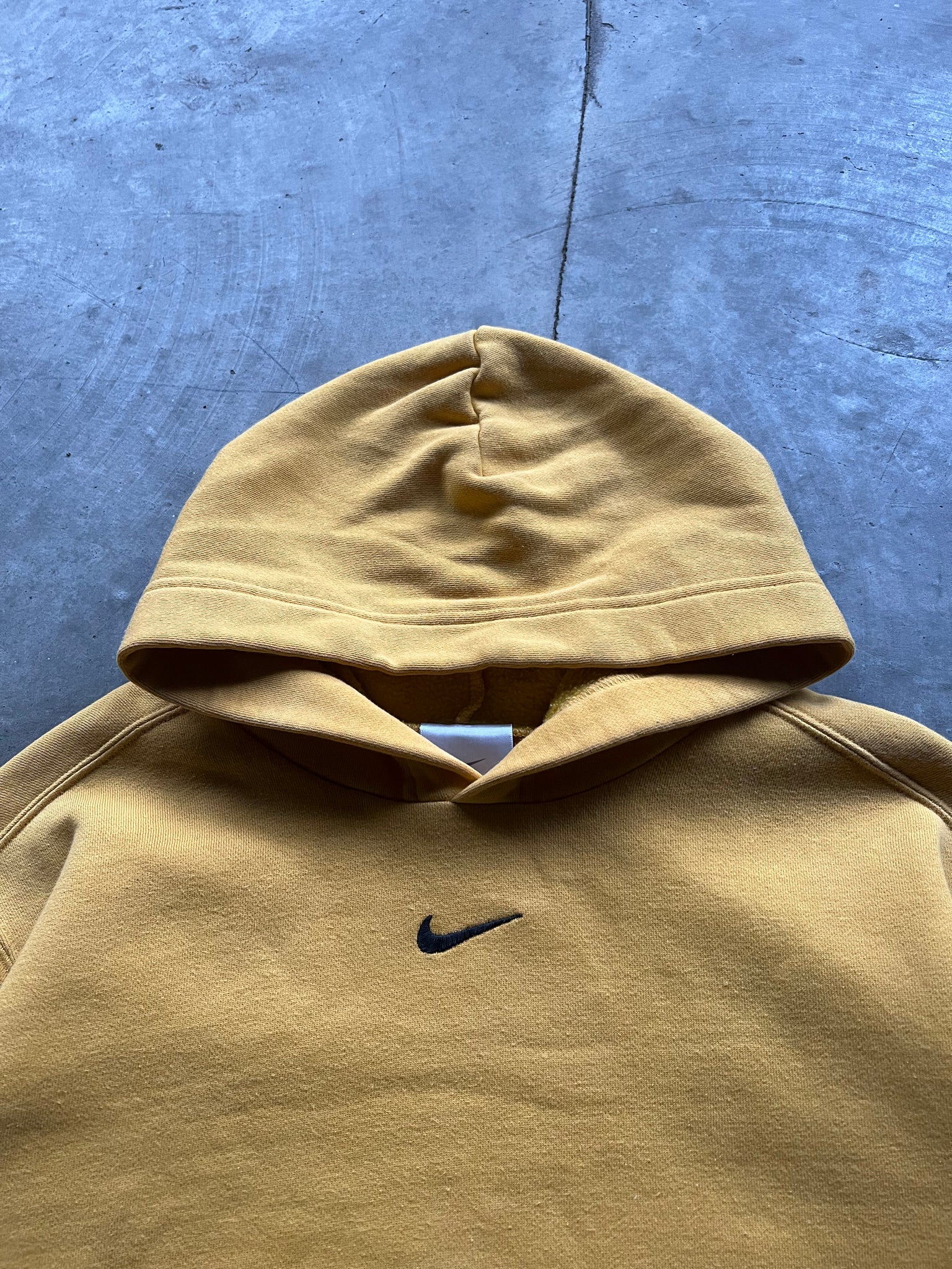 2000S NIKE YELLOW MIDDLE SWOOSH HOODIE / SMALL