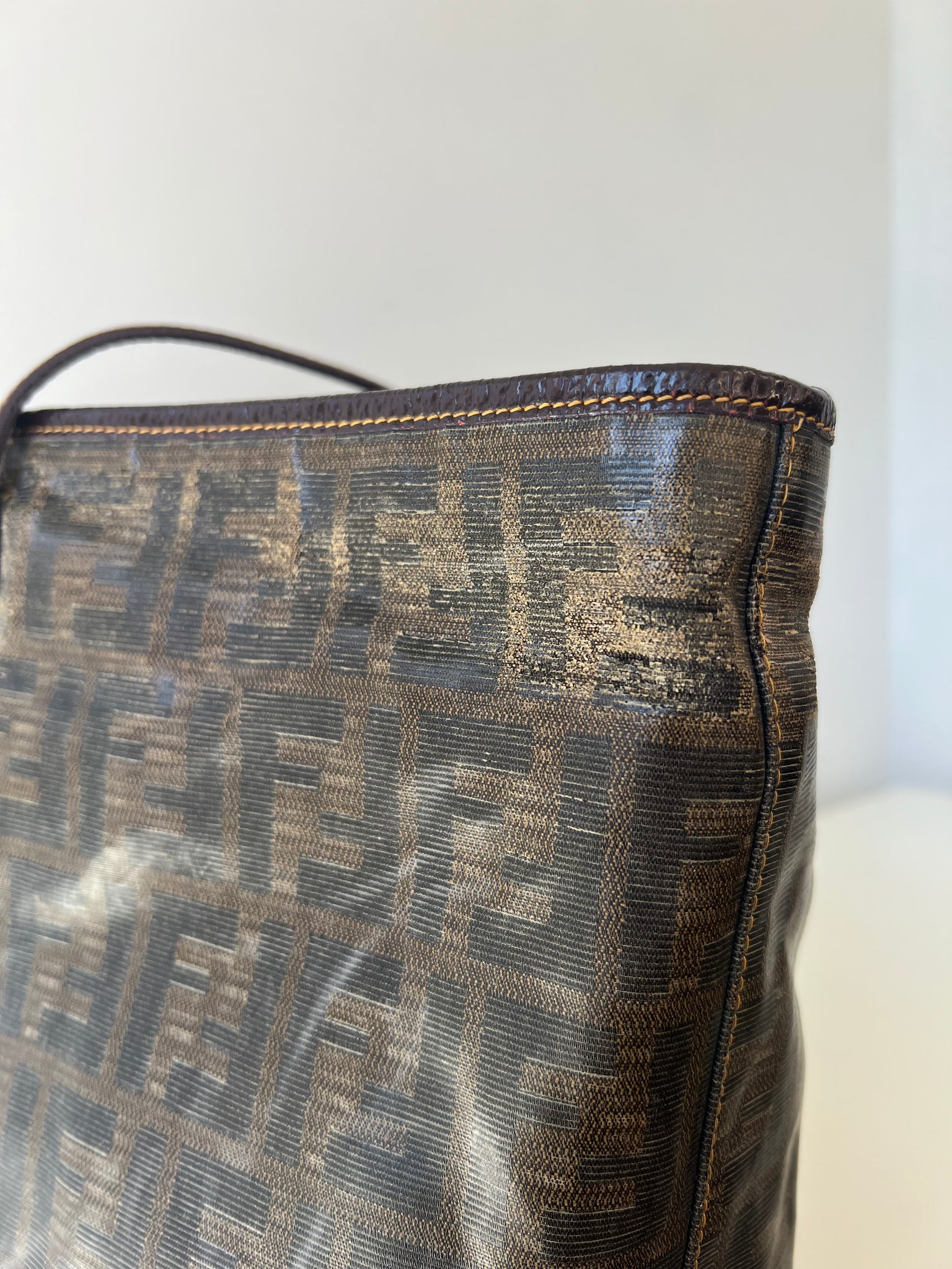 FENDI ROLL ZUCCA TOTE BAG / BROWN