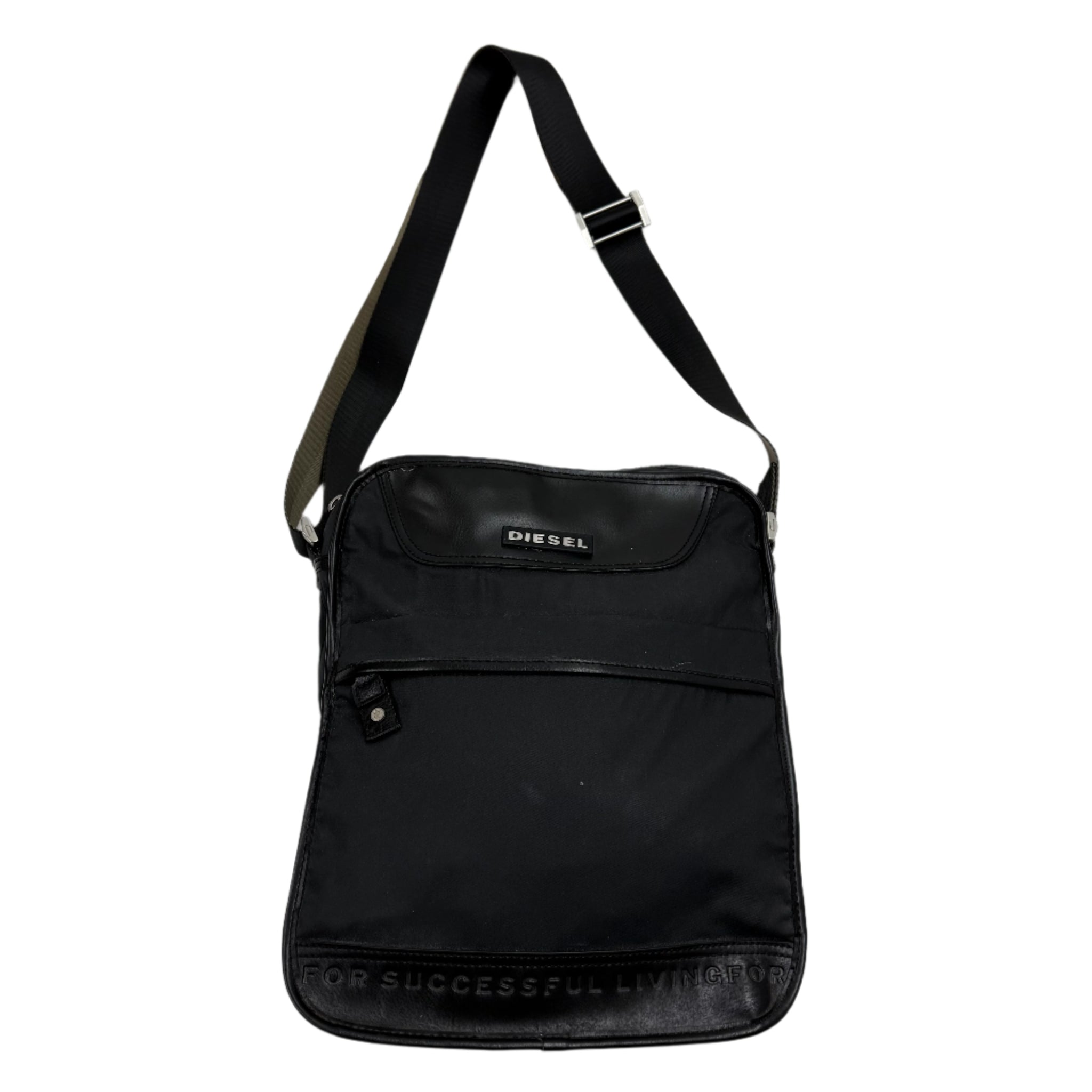Diesel Nylon LEather Y2K side bag streetwear vintage vancouver front 