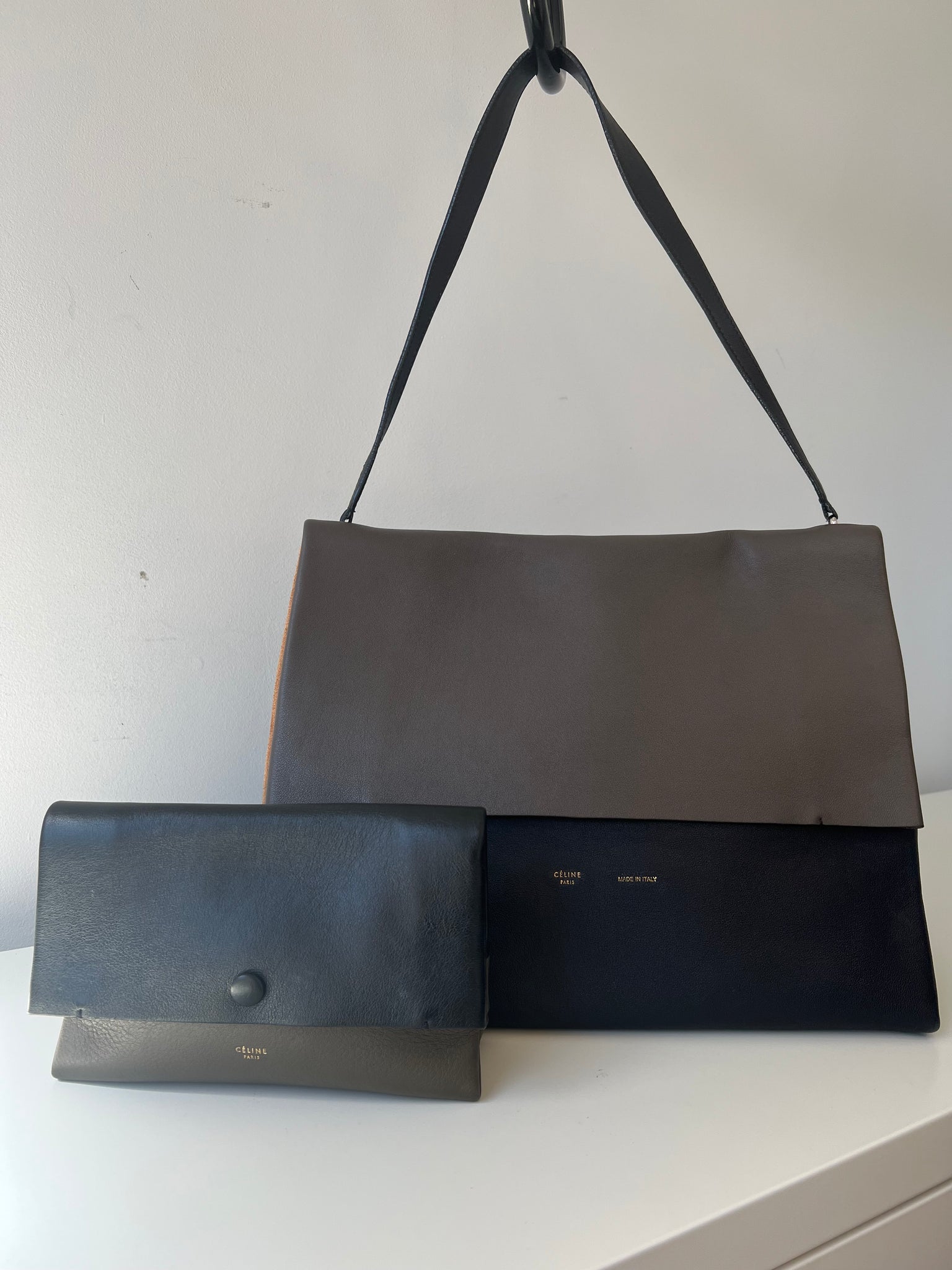 CELINE ALL SOFT TRICOLOR SHOULDER BAG / TAUPE