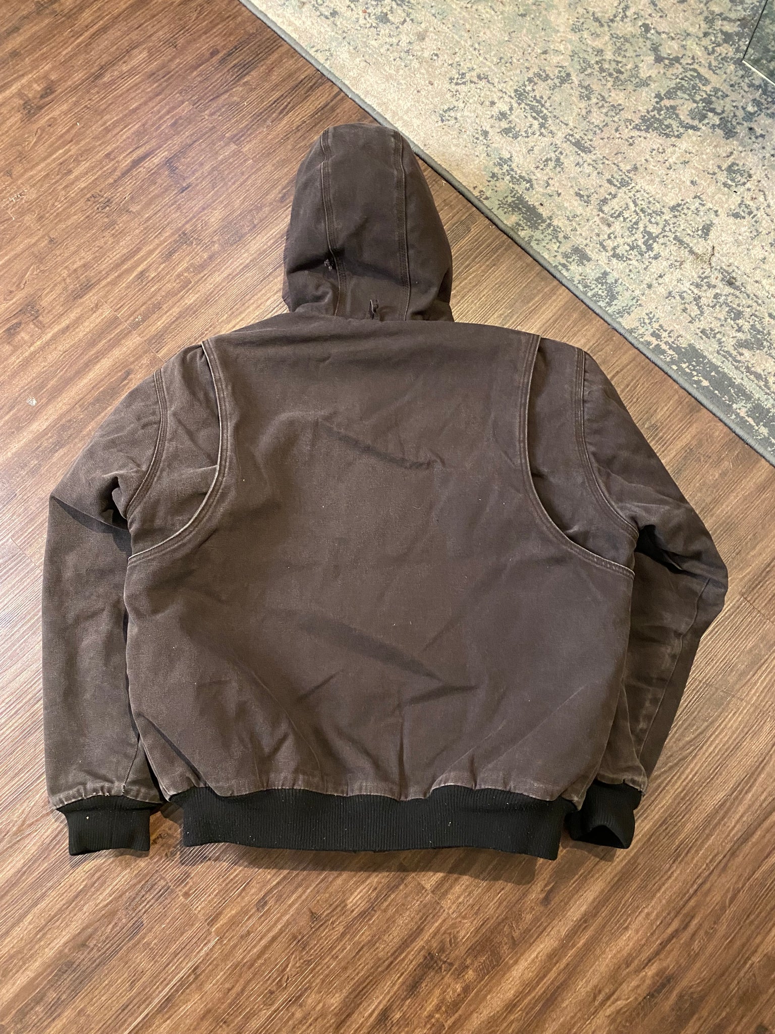 Tough duck hooded work jacket / large