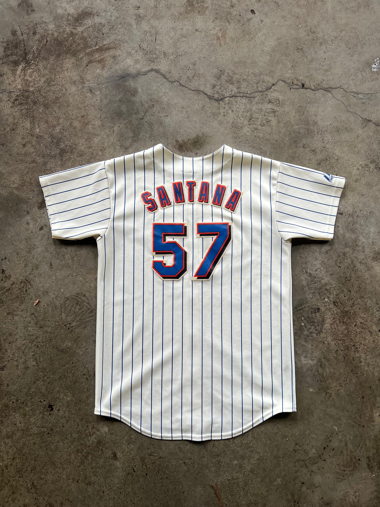 METS PINSTRIPE BASEBALL JERSEY / MEDIUM