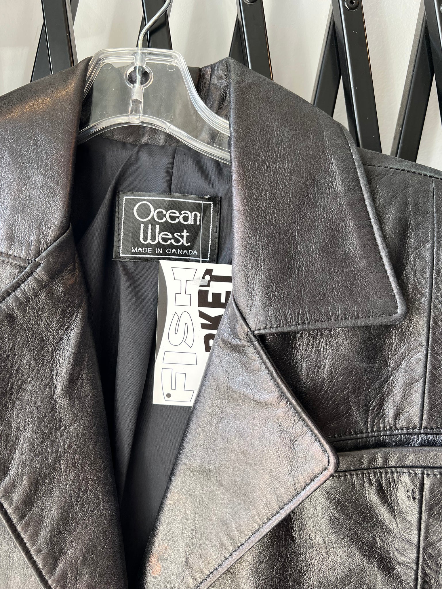 OCEAN WEST LEATHER CROPPED JACKET / LARGE