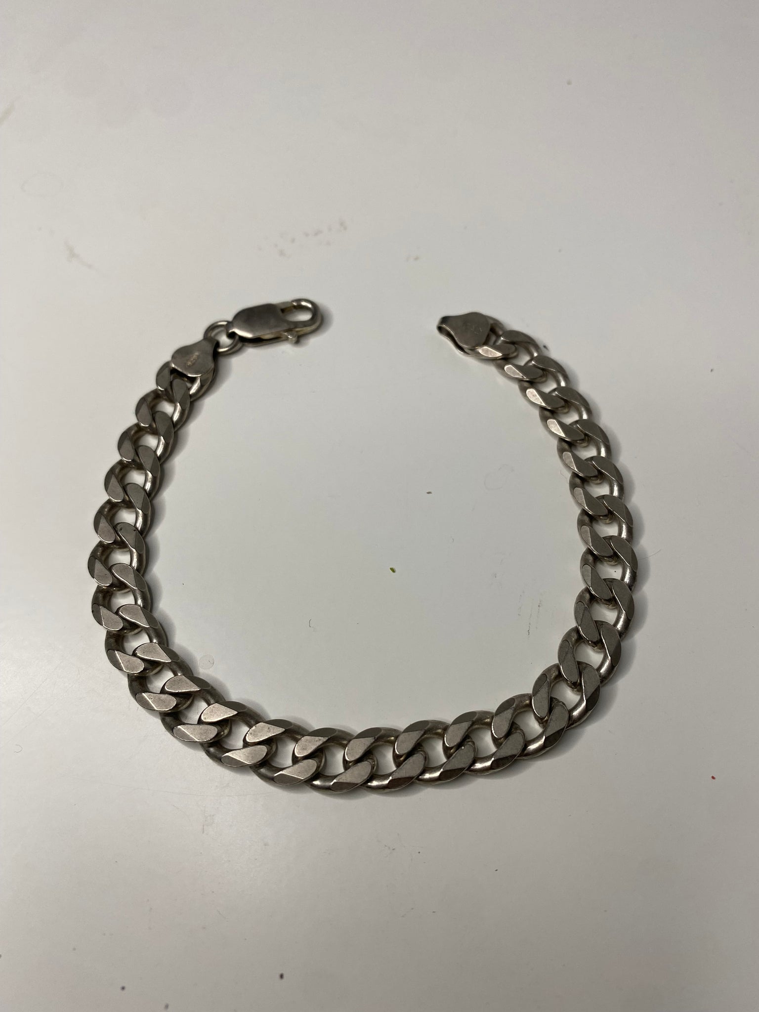 Cuban link .925 silver italian made lobster clasp bracelet