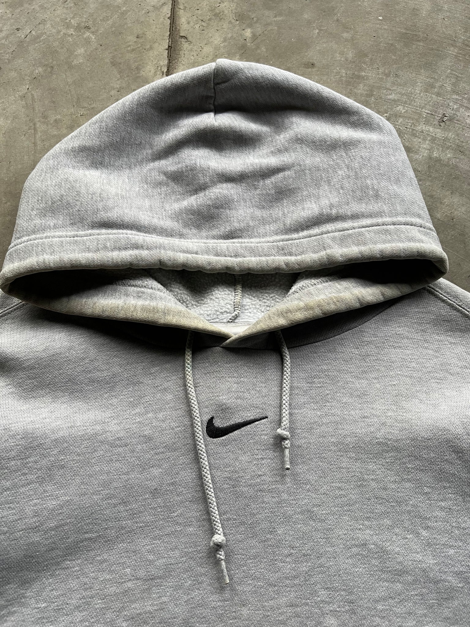 2000S NIKE GREY MIDDLE SWOOSH HOODIE / XLARGE