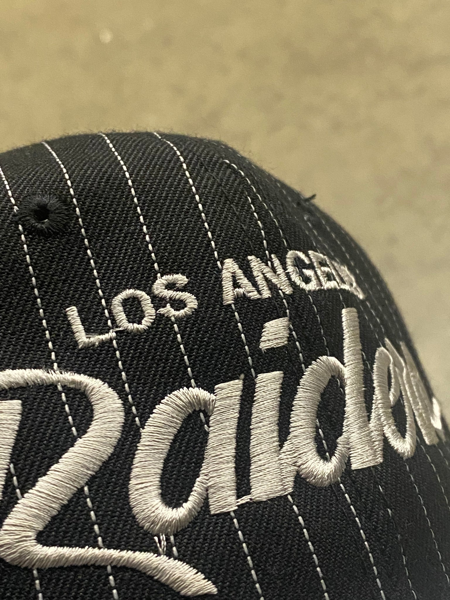 1990S LA RAIDERS PINSTRIPE DOUBLE LINE SNAPBACK