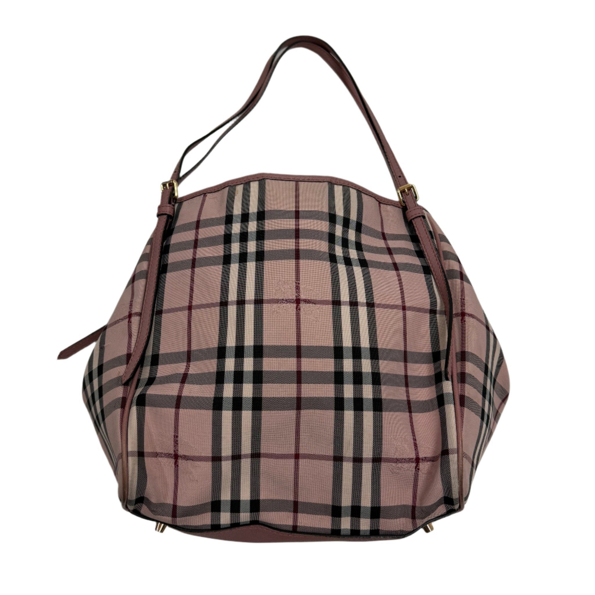 Burberry Horseferry dusty pink check tote plaid pattern