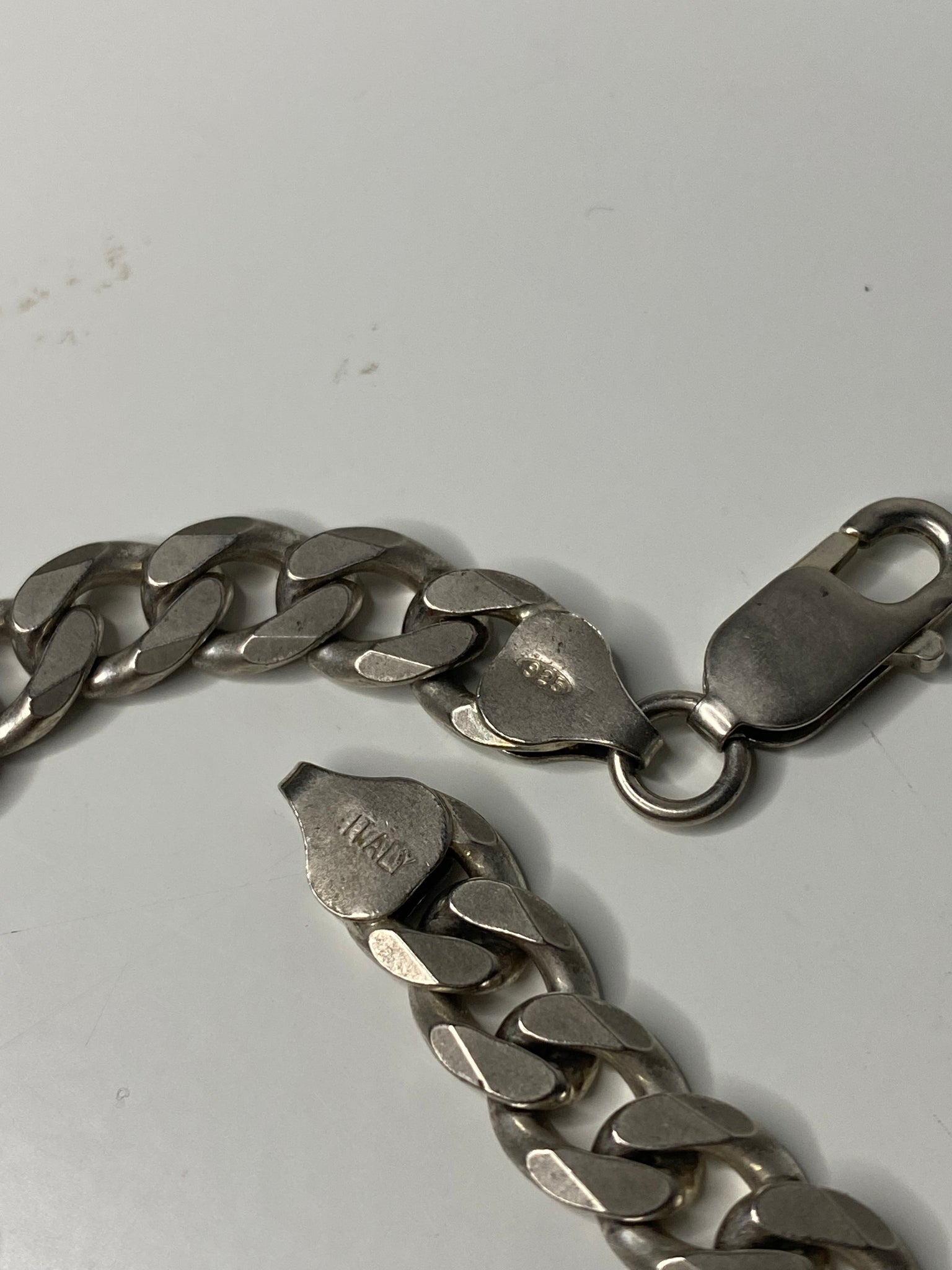 Cuban link .925 silver italian made lobster clasp bracelet