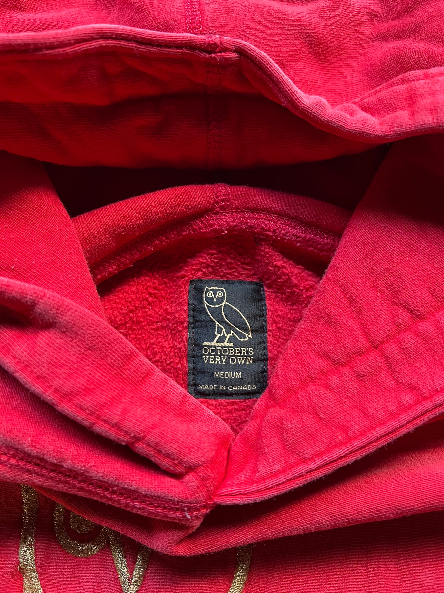 OVO RED EMBROIDERED LOGO HOODIE / MEDIUM