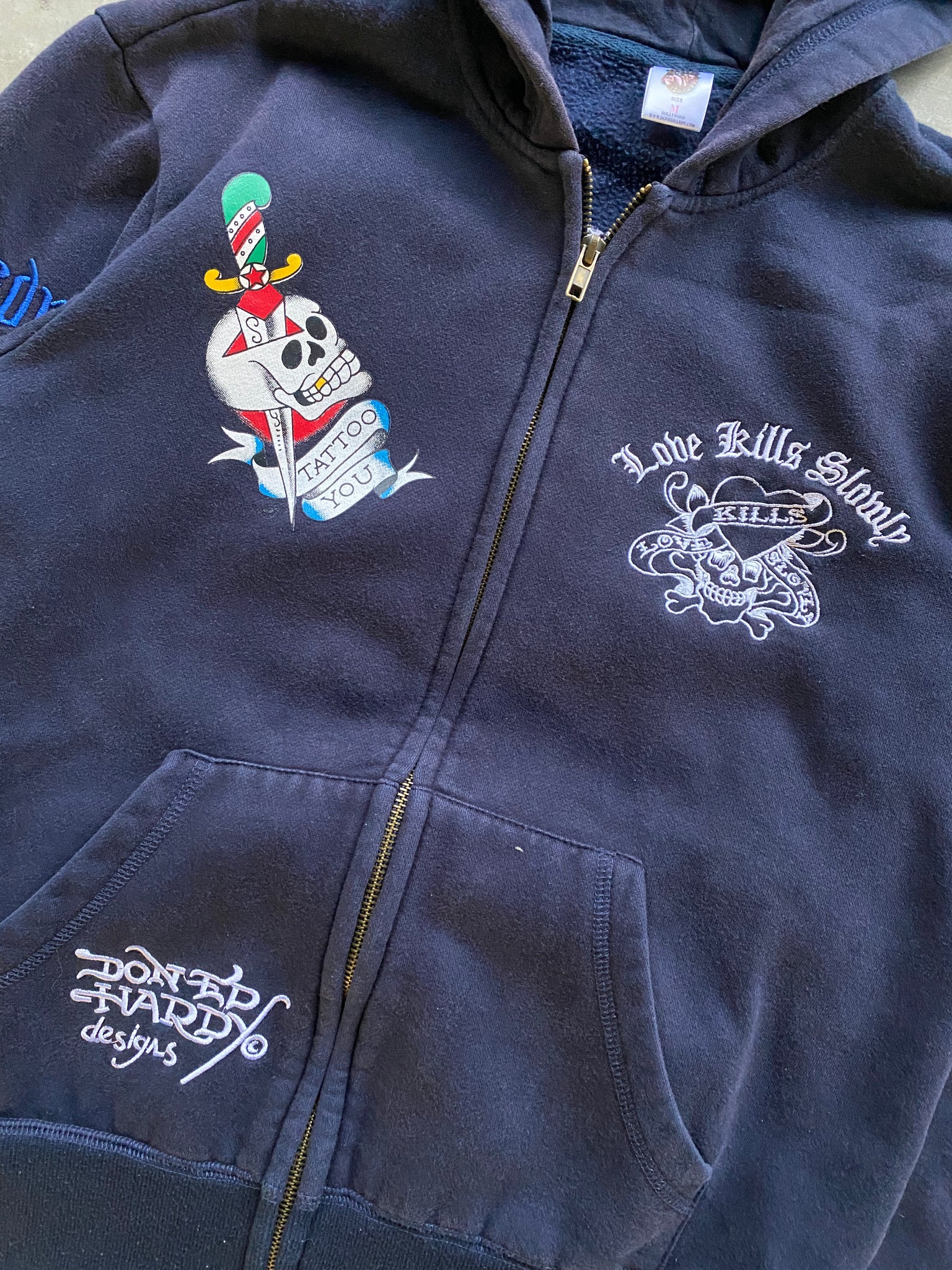 ED HARDY NAVY ZIPUP HOODIE / MEDIUM