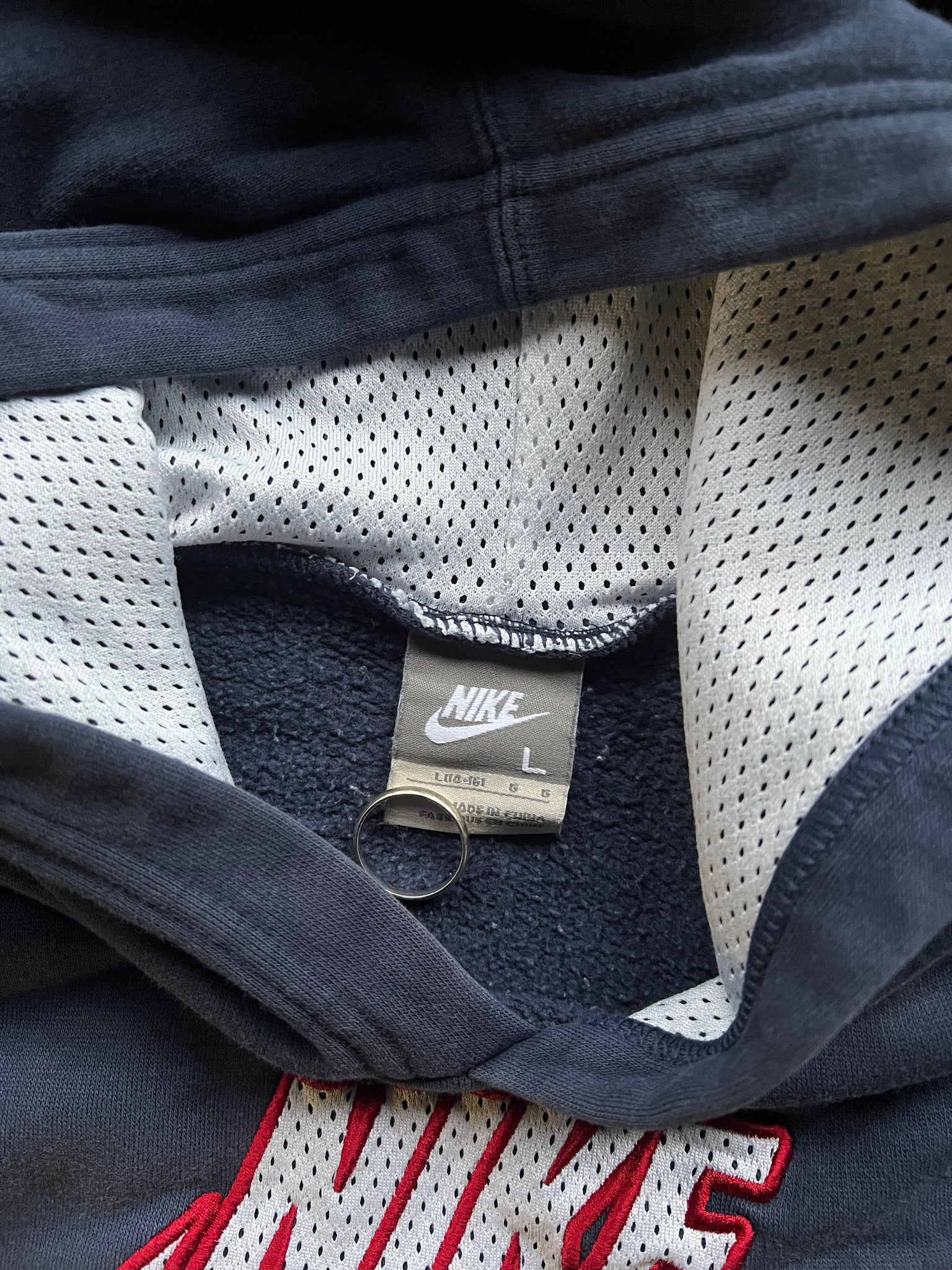 NIKE NAVY MESH HOODIE / SMALL