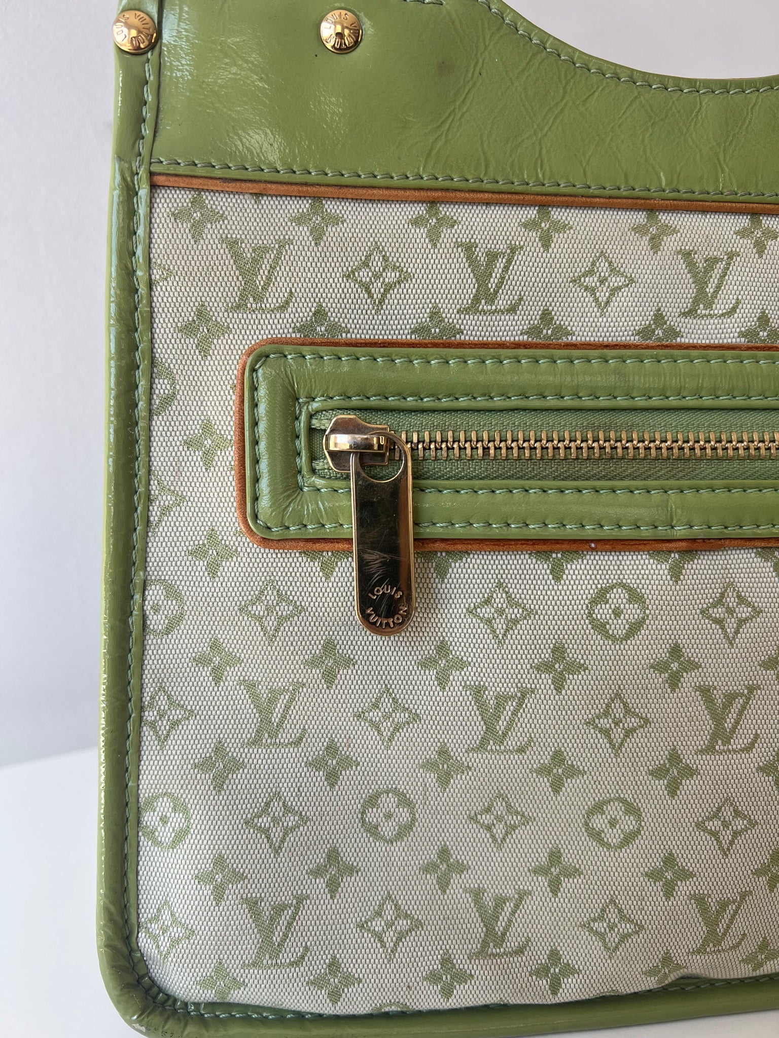 LOUIS VUITTON KATHLEEN LINEN HANDBAG / MATCHA GREEN