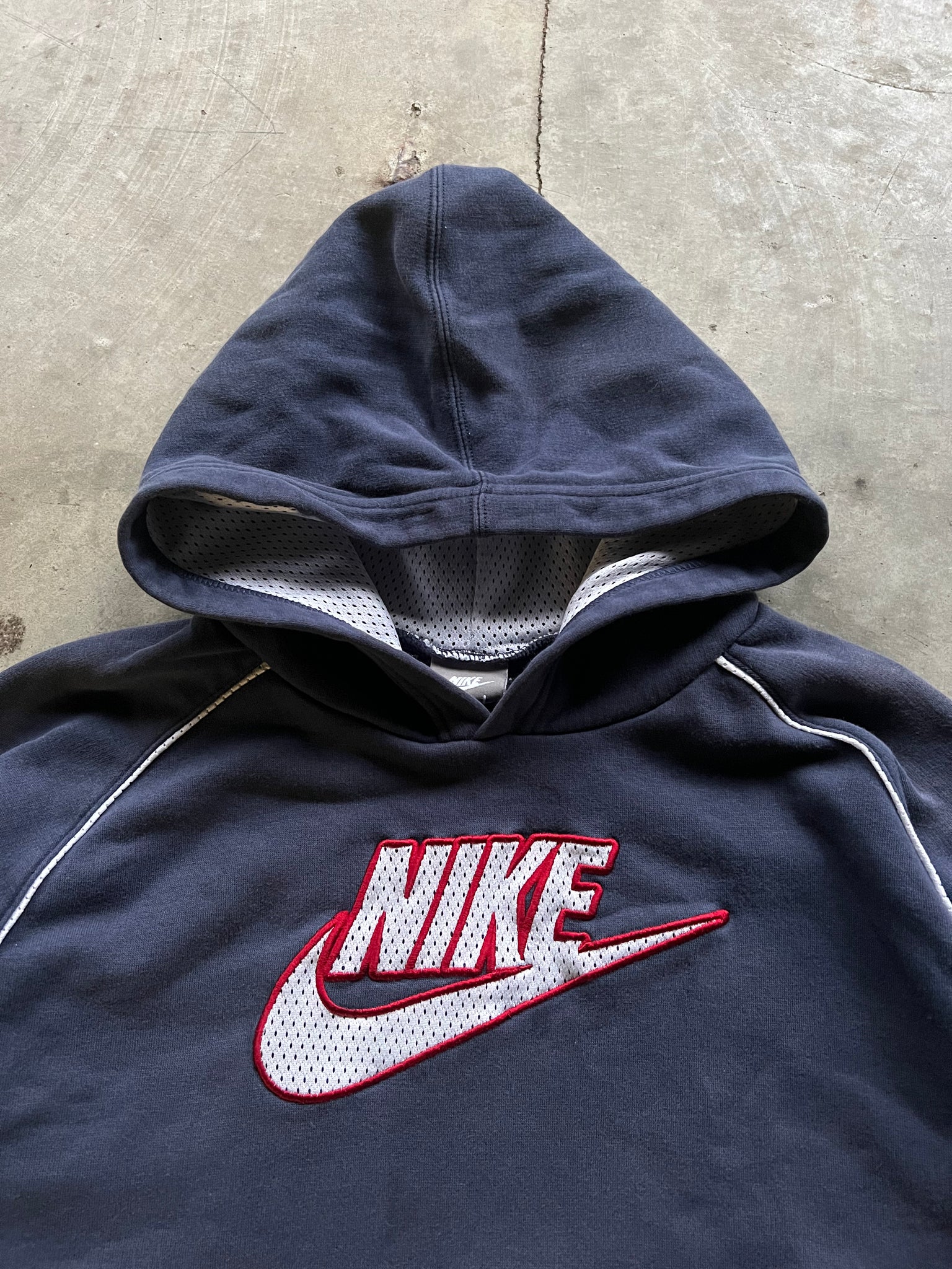 NIKE NAVY MESH HOODIE / SMALL