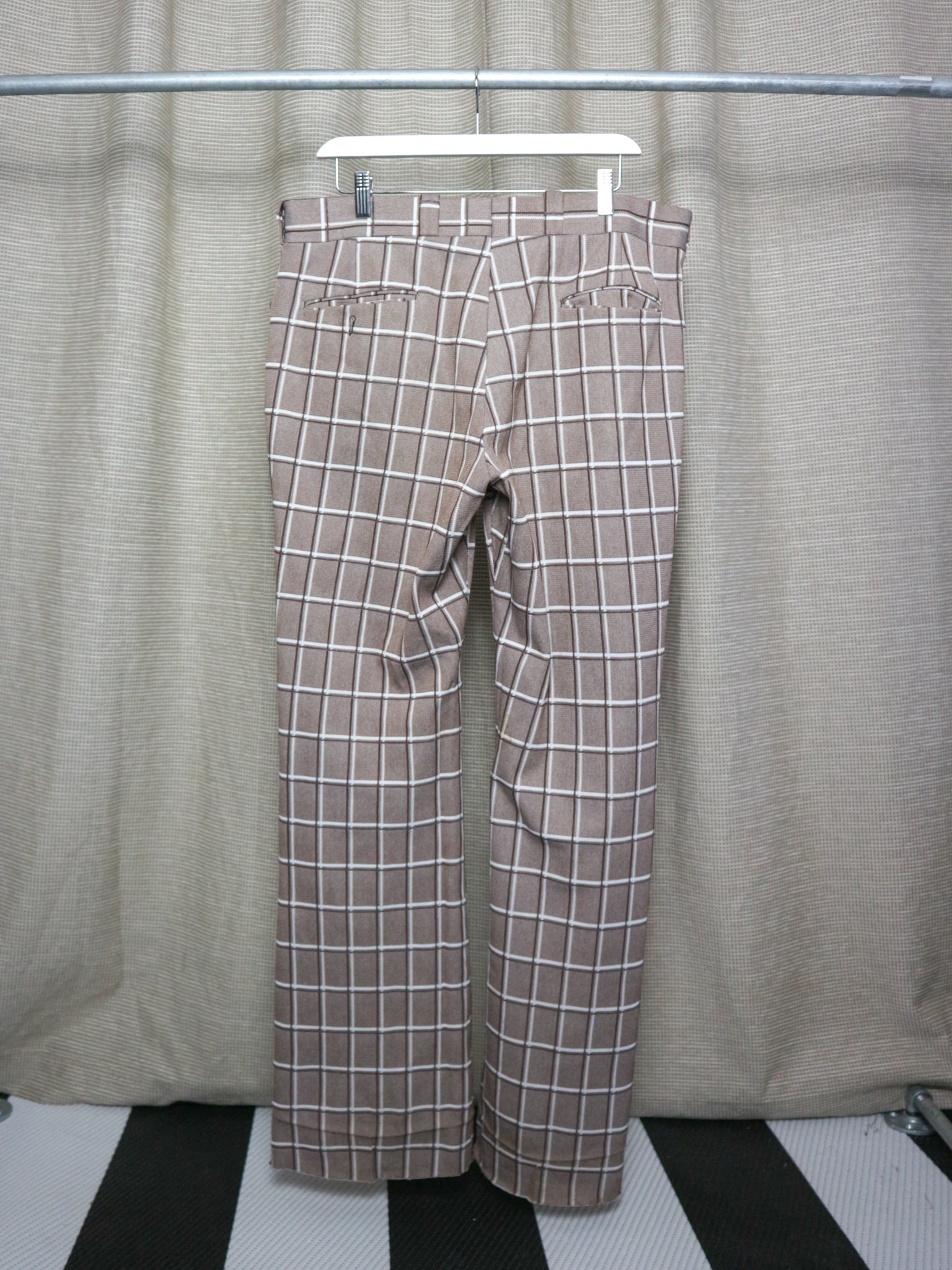 1970S CHECKERED FLARE BELL BOTTOM TROUSERS / 34X34