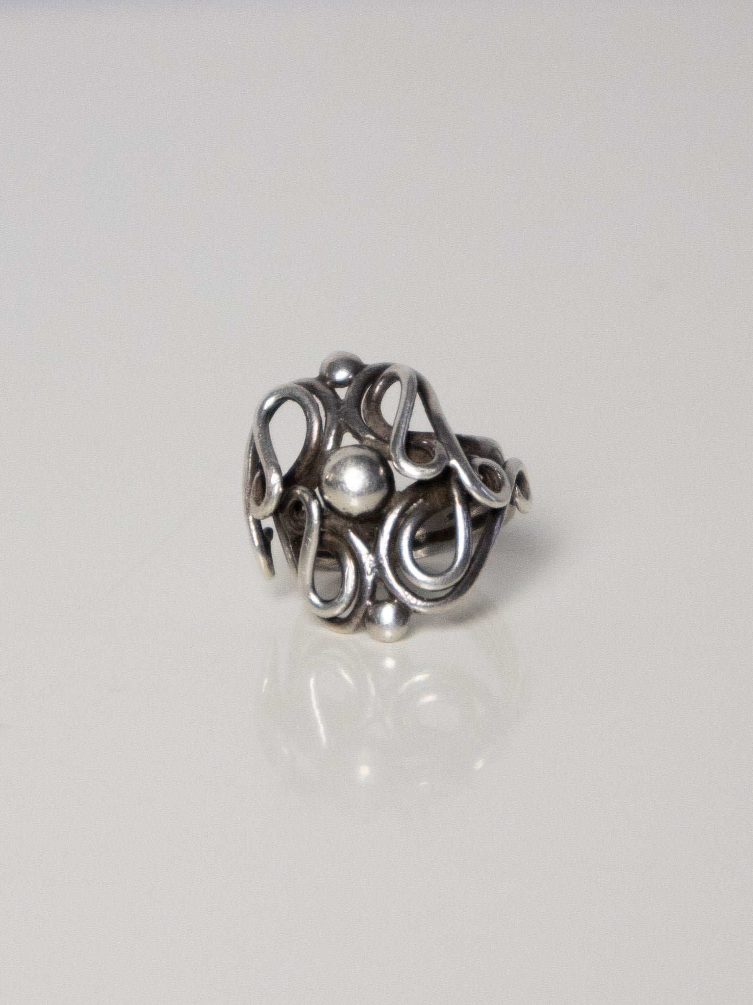 Bio Brutalism Style .925 Silver Ring /  9