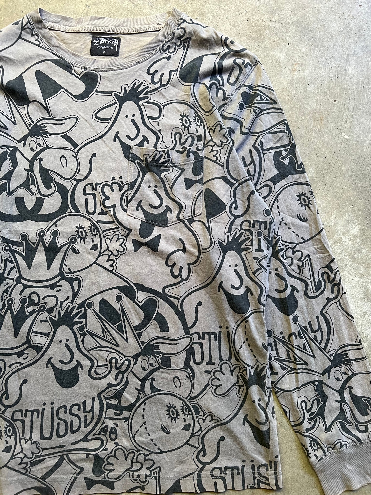 STUSSY 00S CHARACTER PRINT LONGSLEEVE / MEDIUM