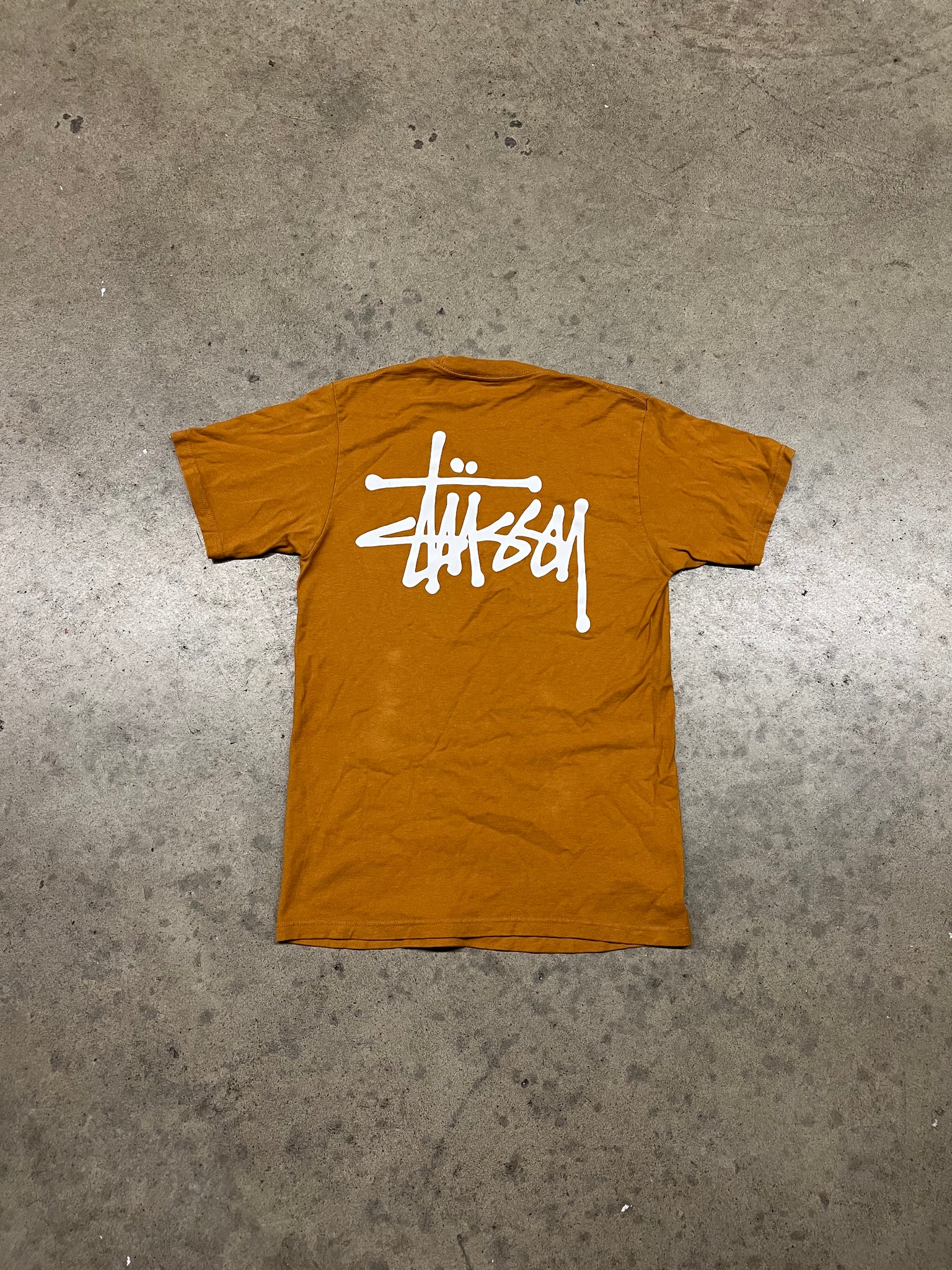 STUSSY ORANGE LOGO TEE/ SMALL