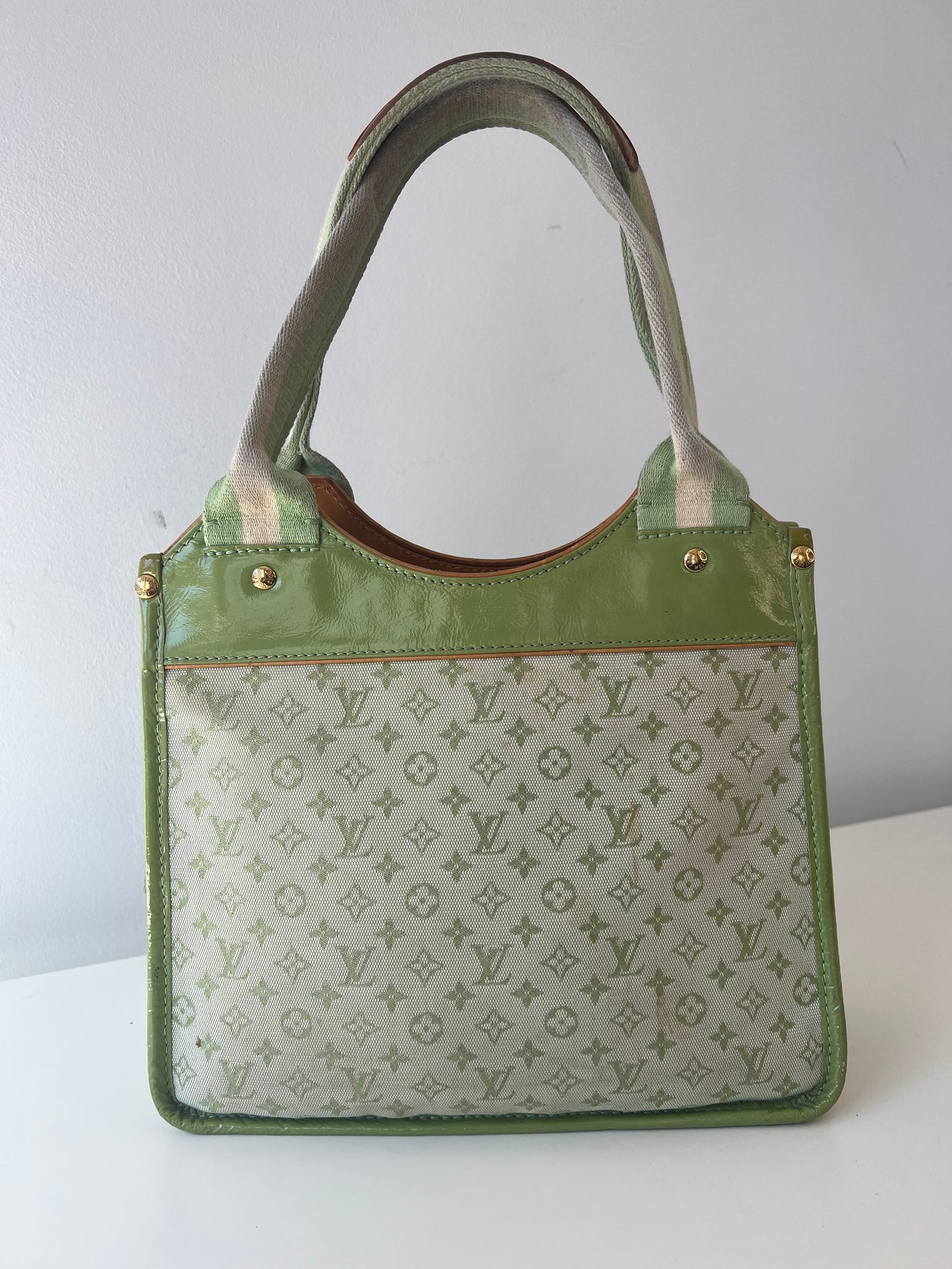 LOUIS VUITTON KATHLEEN LINEN HANDBAG / MATCHA GREEN